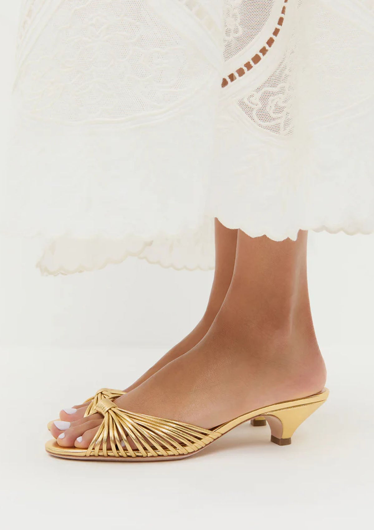 Dixie Leather Kitten Heel | Gold