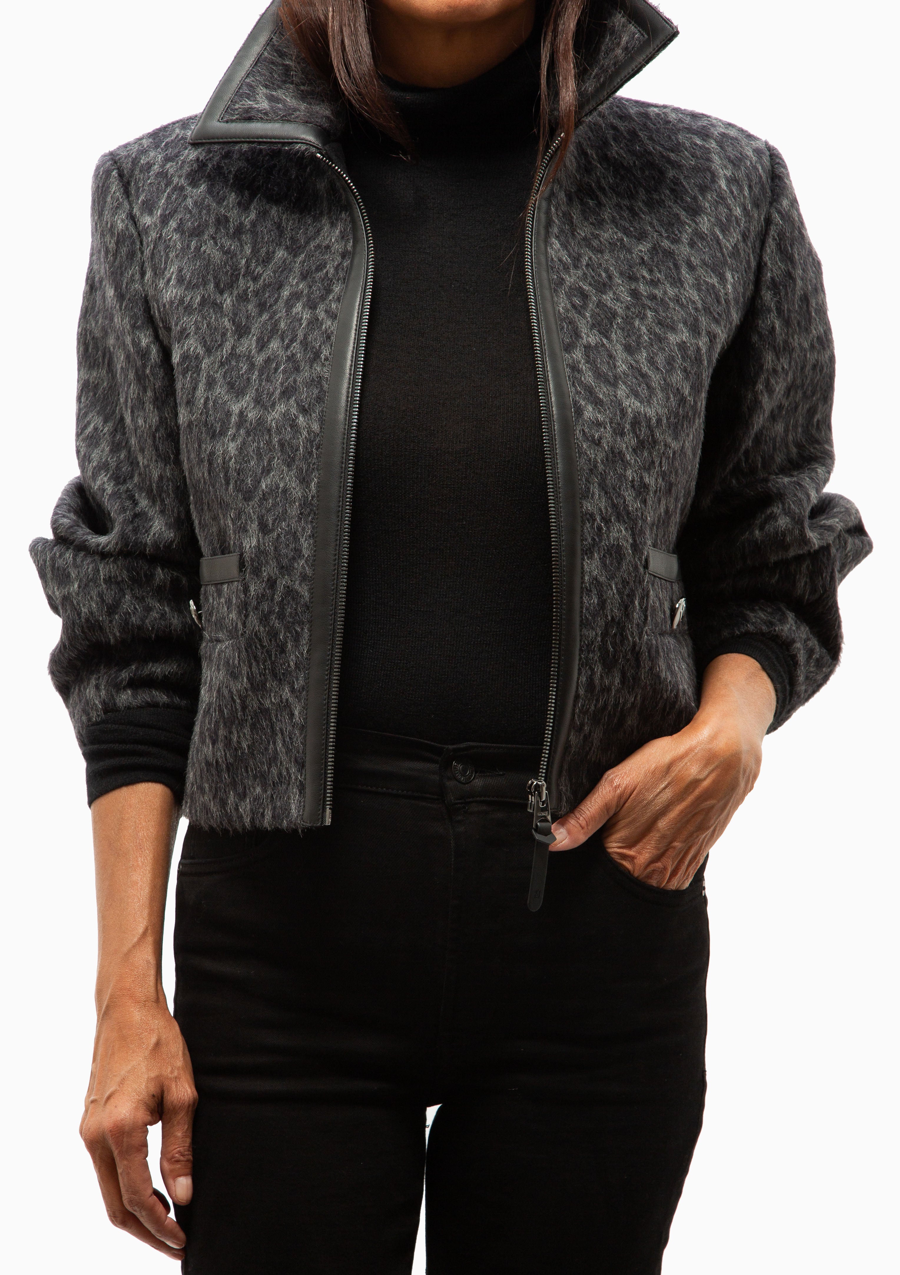 Lorah Cropped Leather Jacket | Black Multi