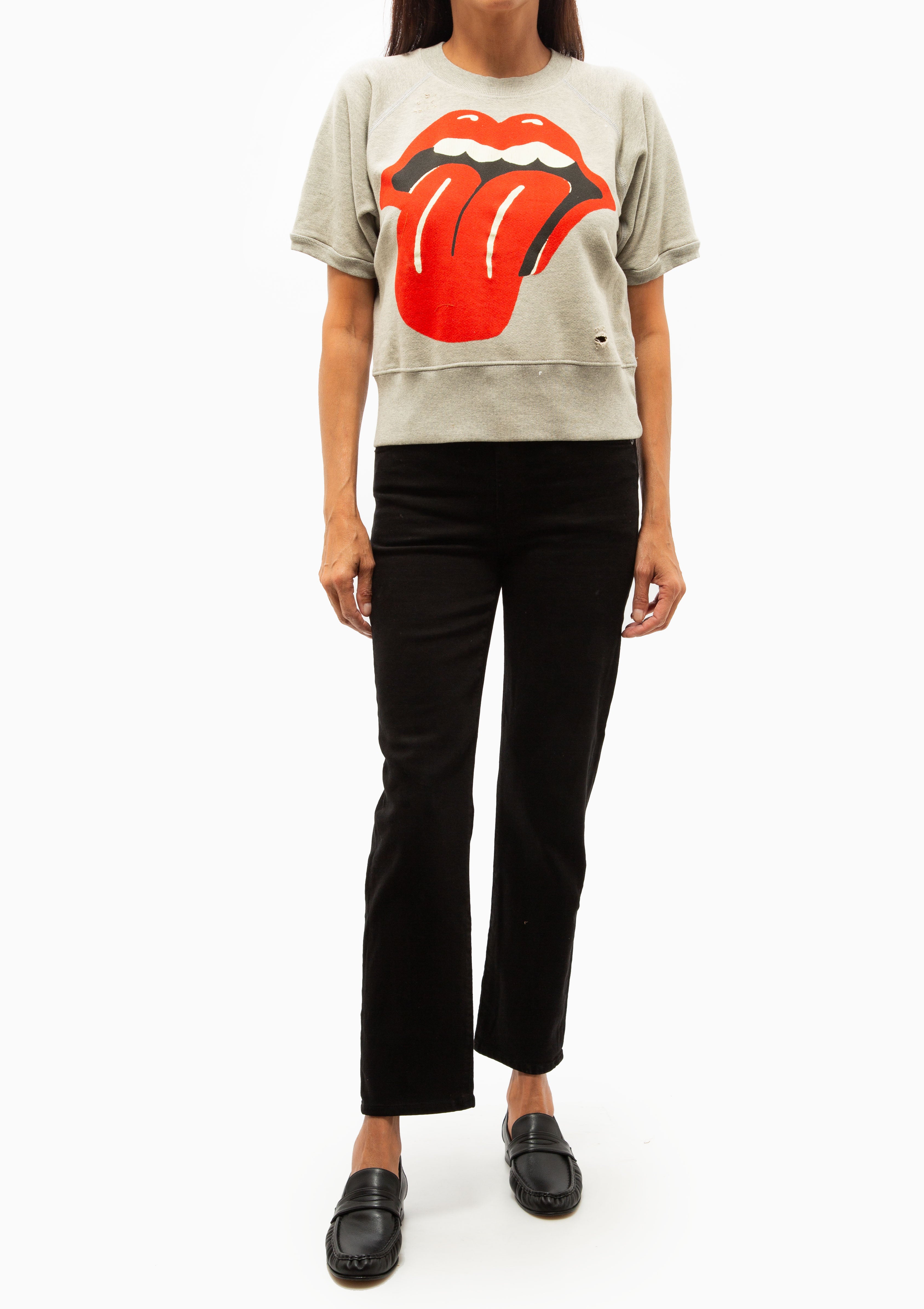 Rolling Stones Destroyed Short Sleeve Sweatshirt  | Heather
