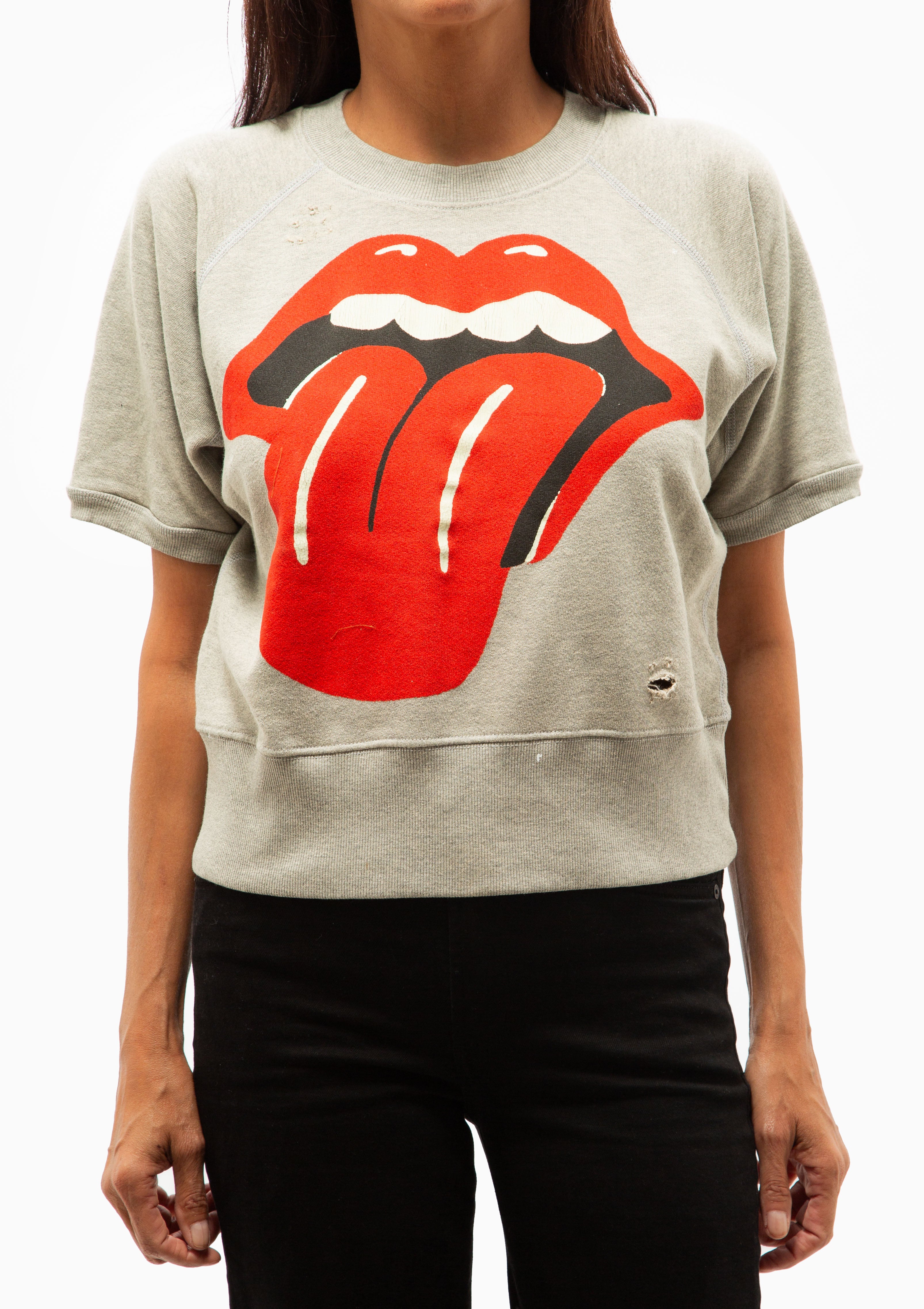 Rolling Stones Destroyed Short Sleeve Sweatshirt  | Heather