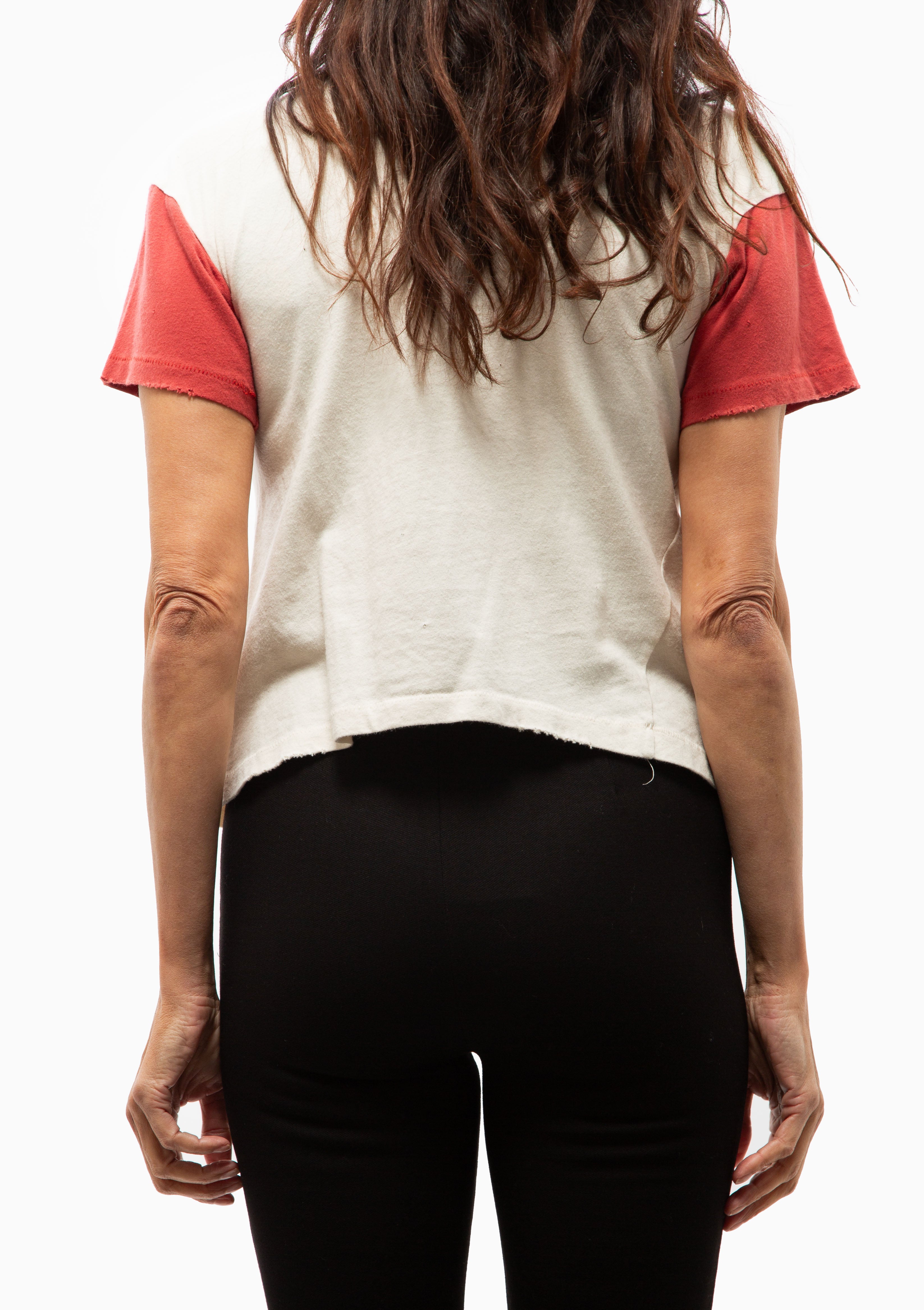 The Beatles Color Block Crop Tee | Off White/Vintage Red