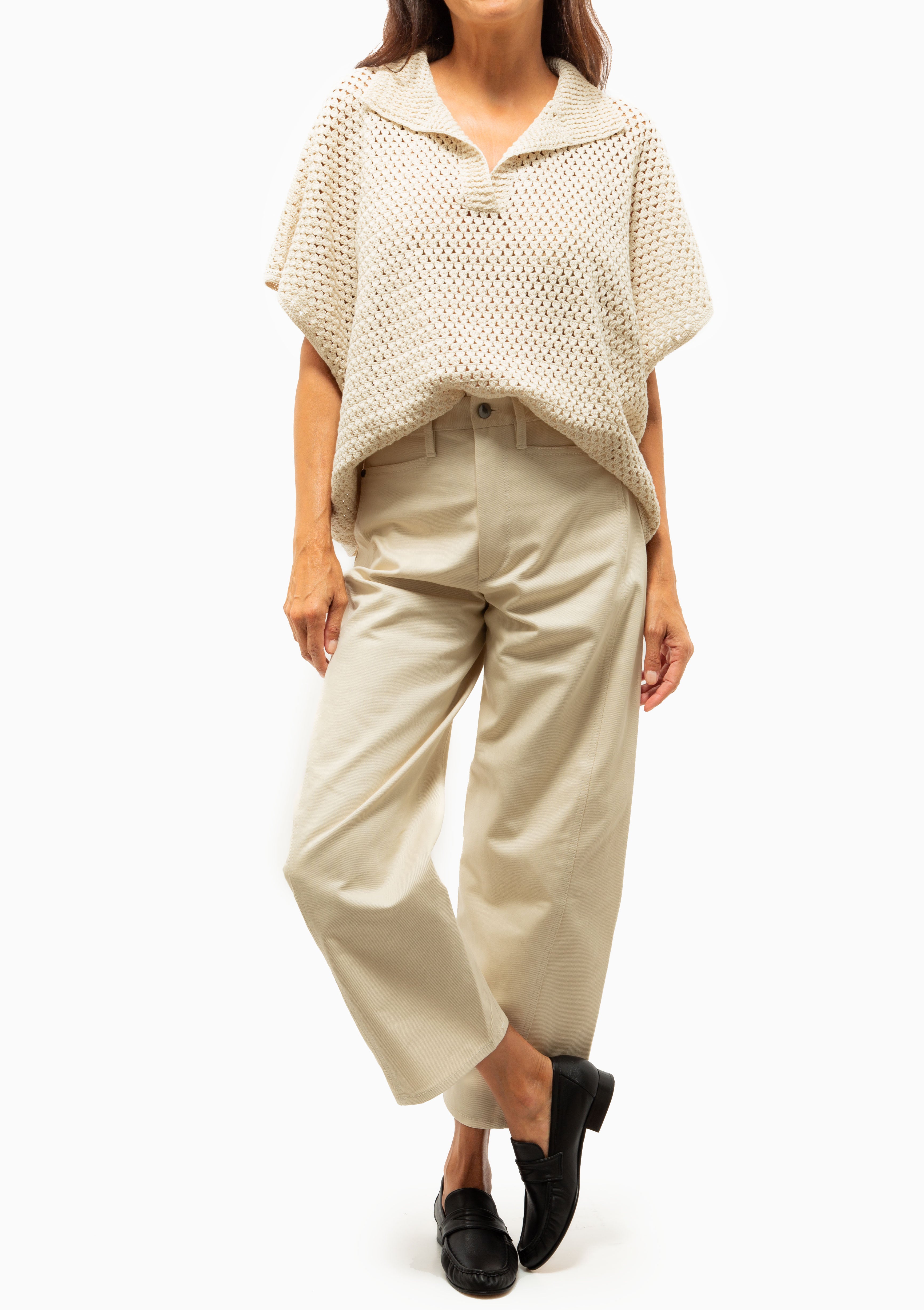 Bow Leg Crop Jean | Ecru