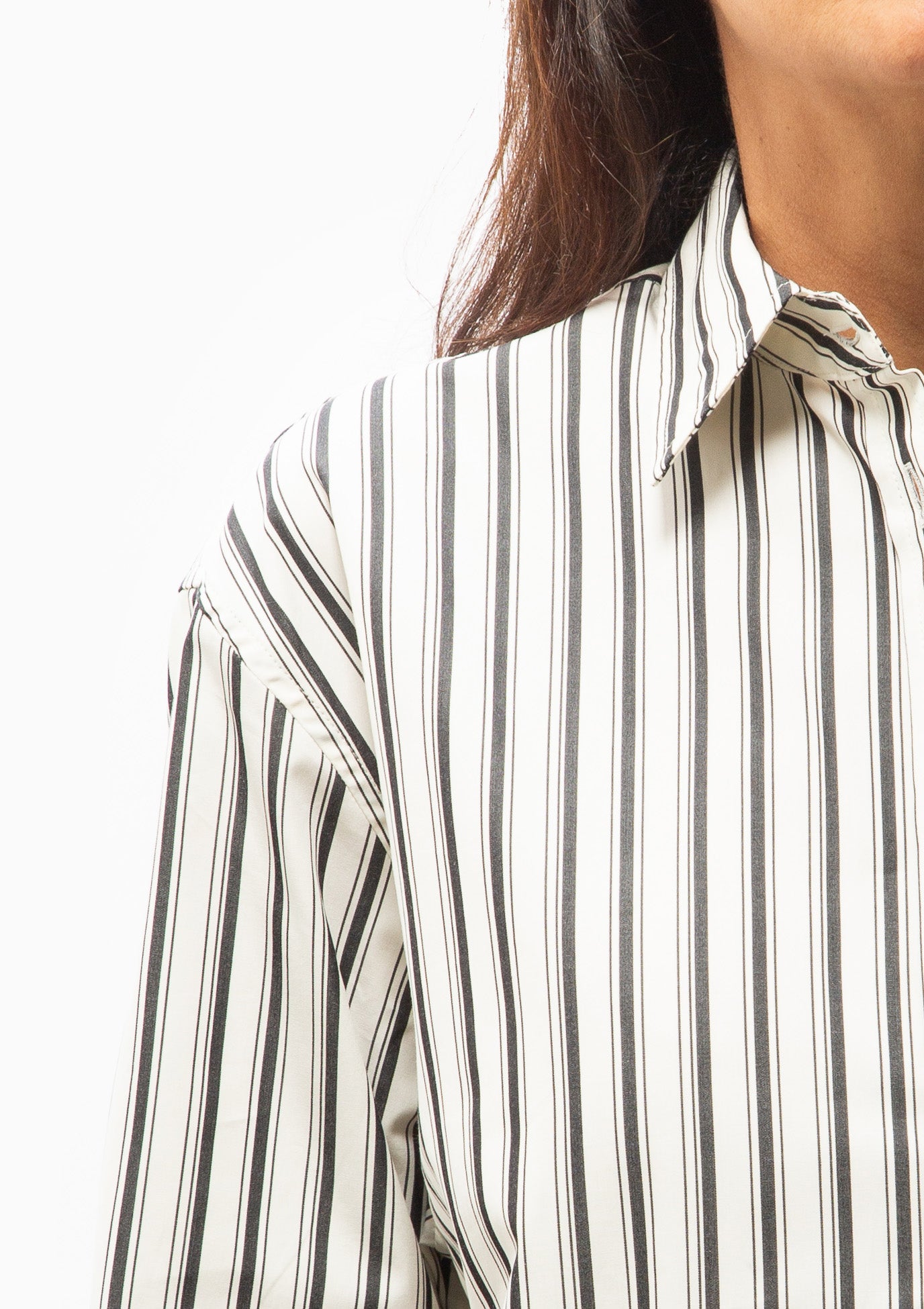 Cropped Shirt | Ivory Stripe