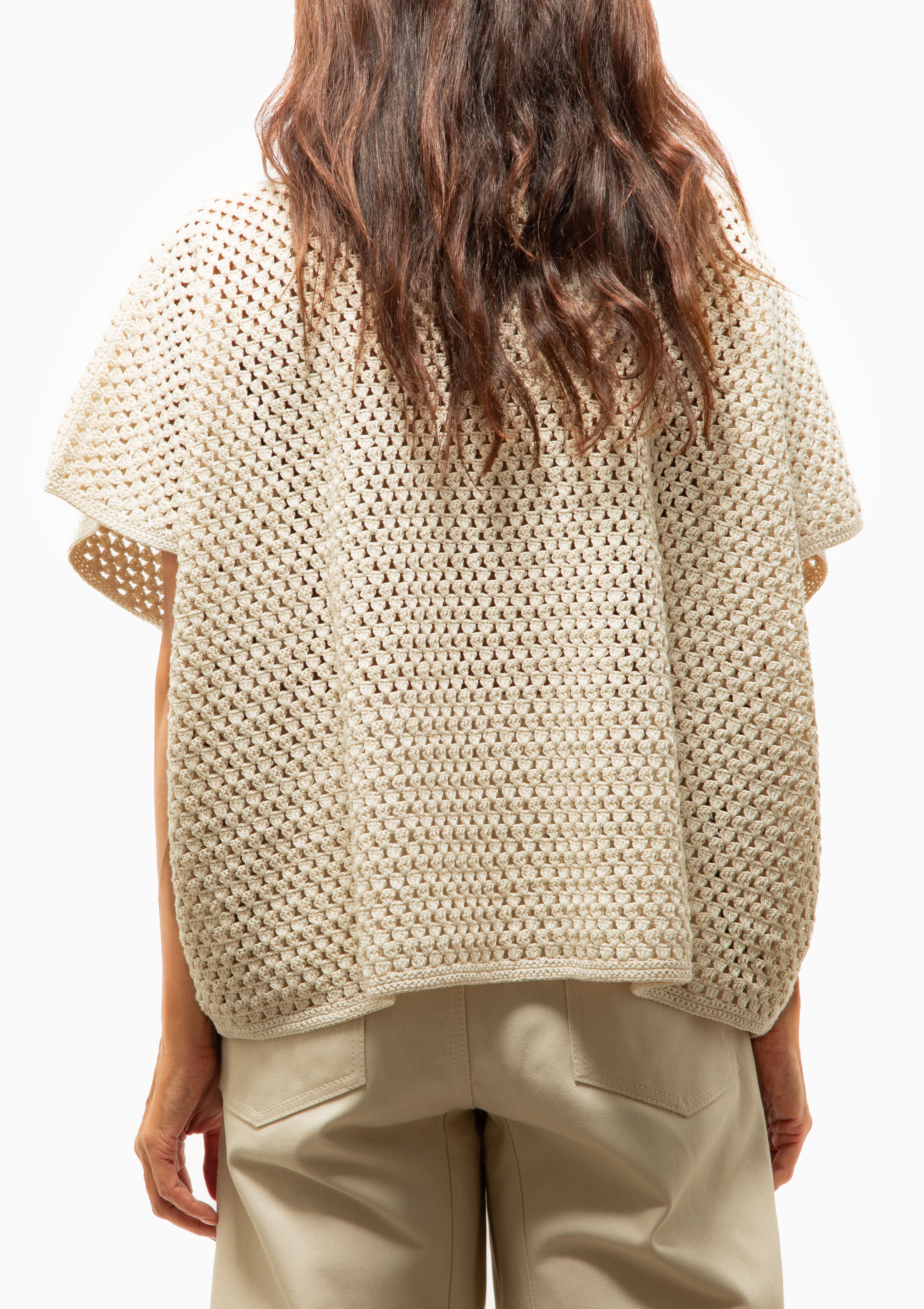 Hand Crochet Cape Polo | Champagne