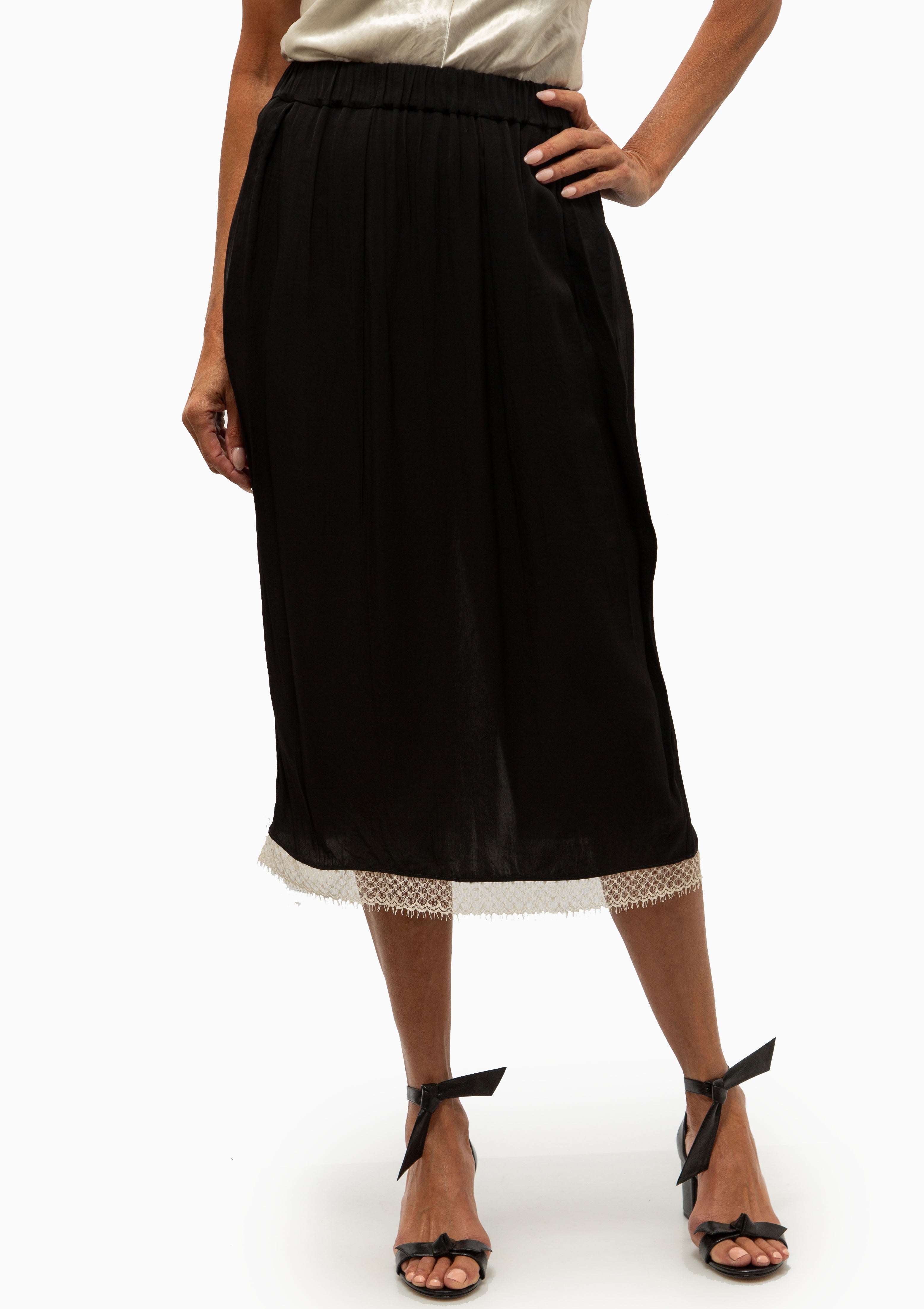 Lace Tulip Skirt | Black