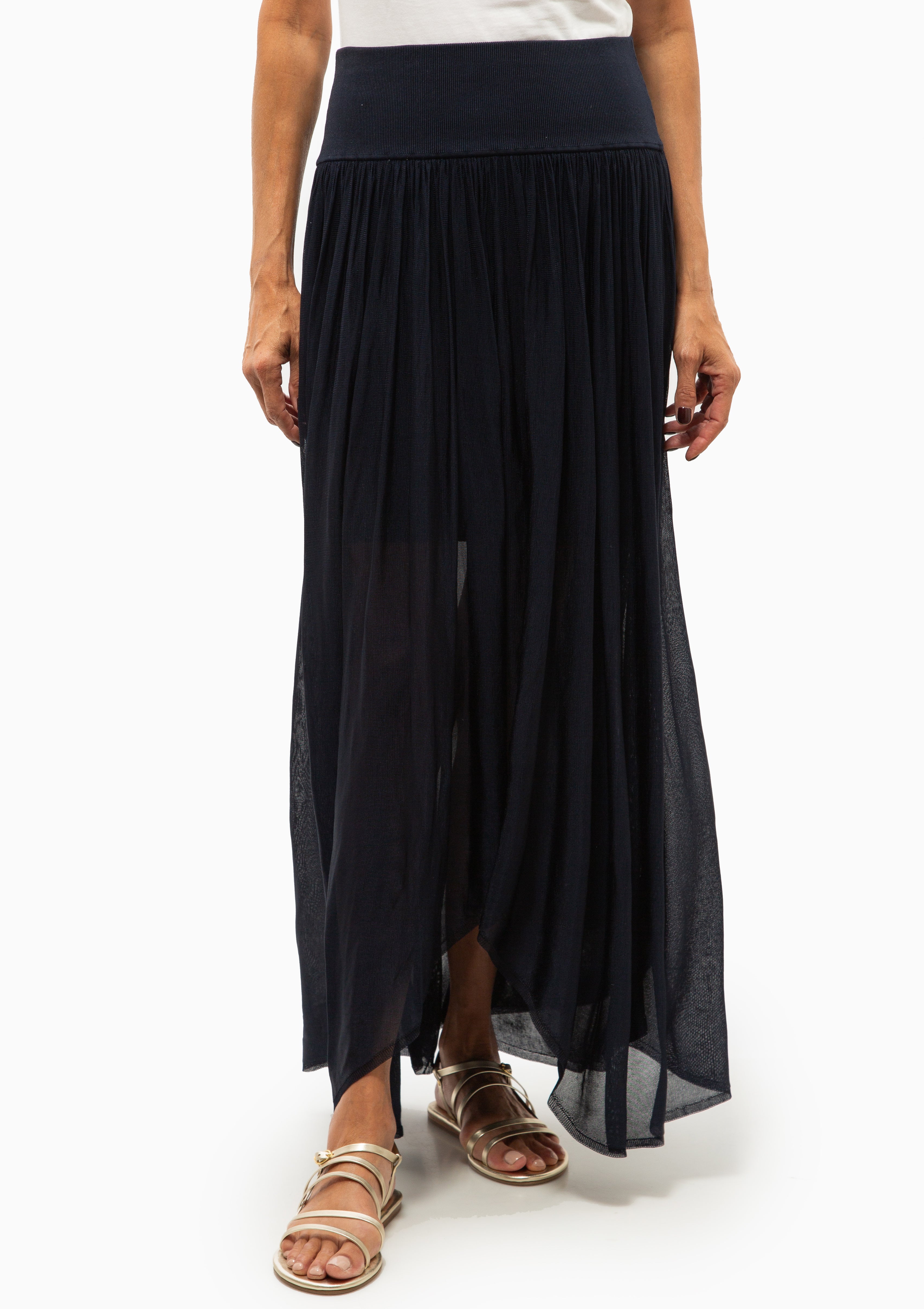 Wave Midi Skirt | Navy Blue