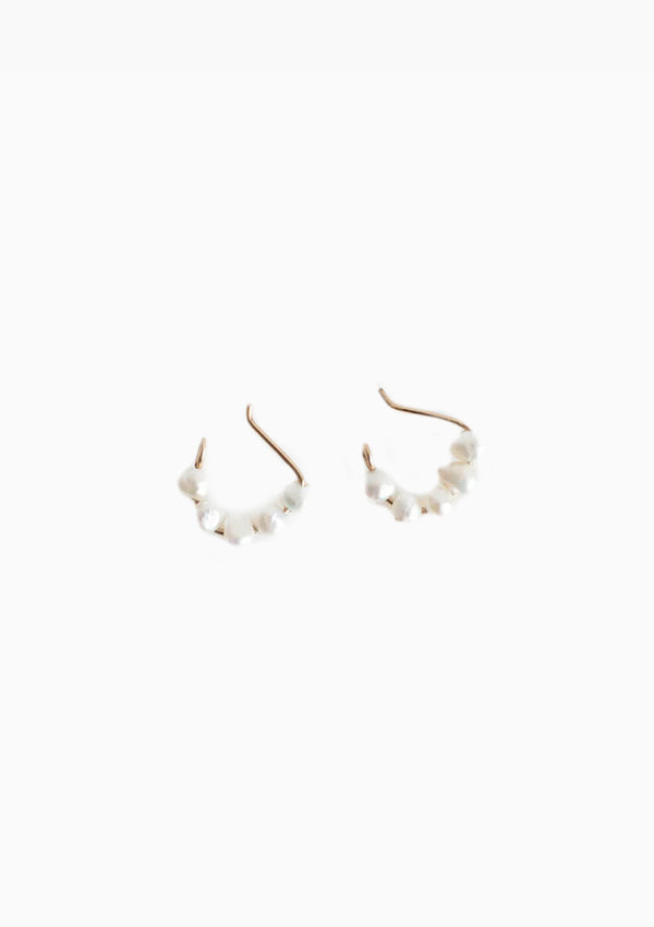 Baroque Pearl Crescent Hoops | White