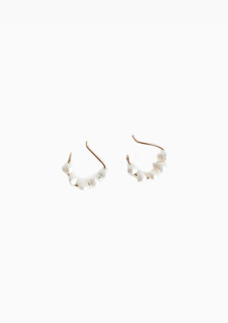 Baroque Pearl Crescent Hoops | White