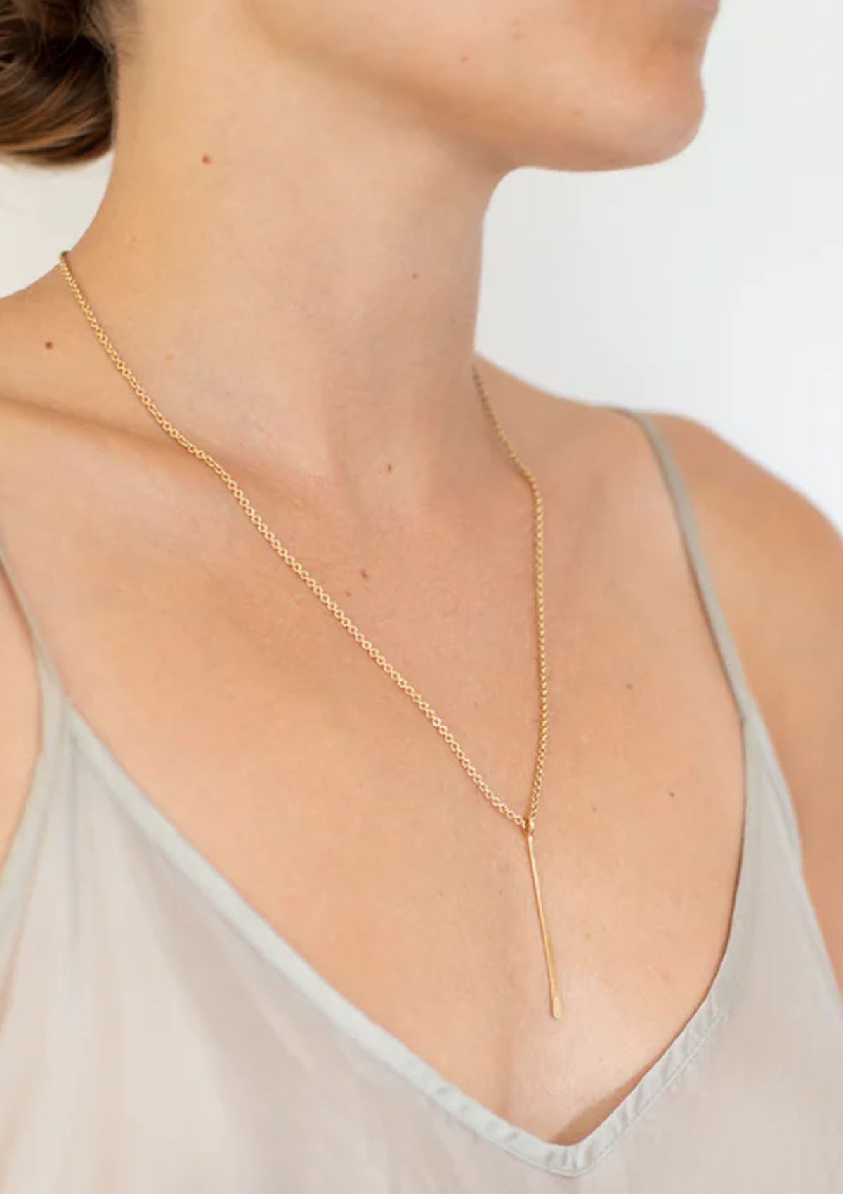 14K Single Fringe Necklace, 18" 1.1mm