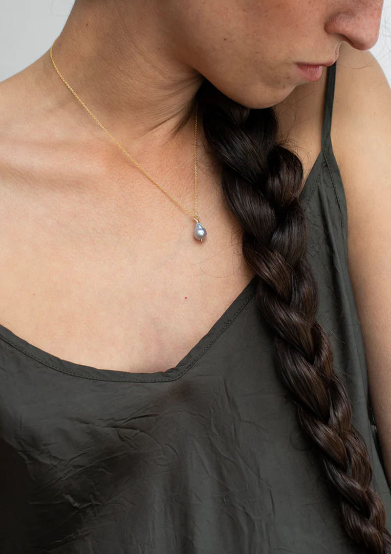 Petite Pearl Drop Necklace | White