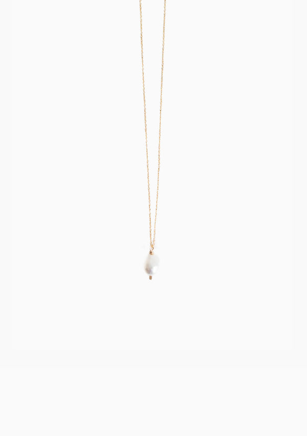 Petite Pearl Drop Necklace | White