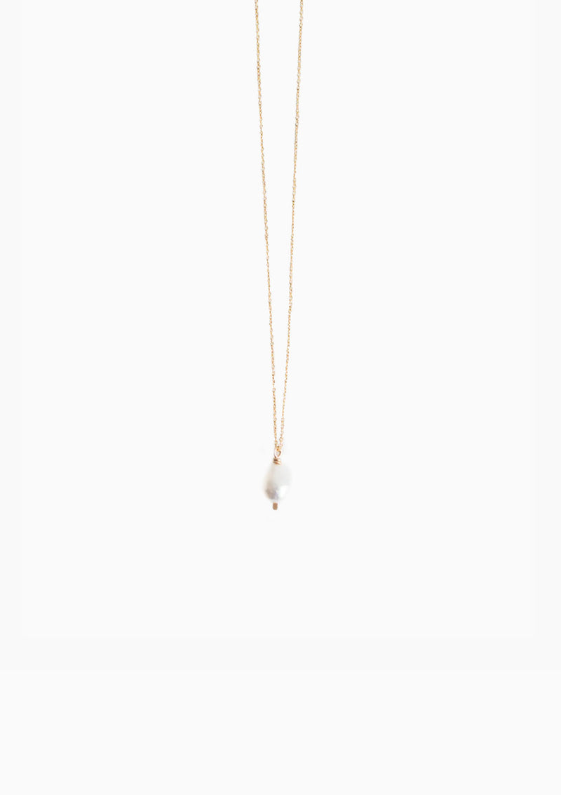 Petite Pearl Drop Necklace | White