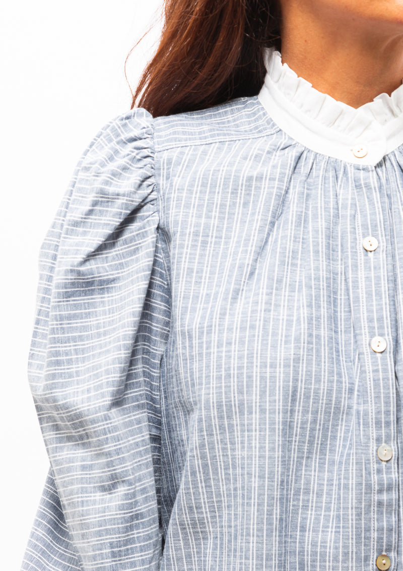 Annabel Chambray Stripe Shirt | Blue Chambray