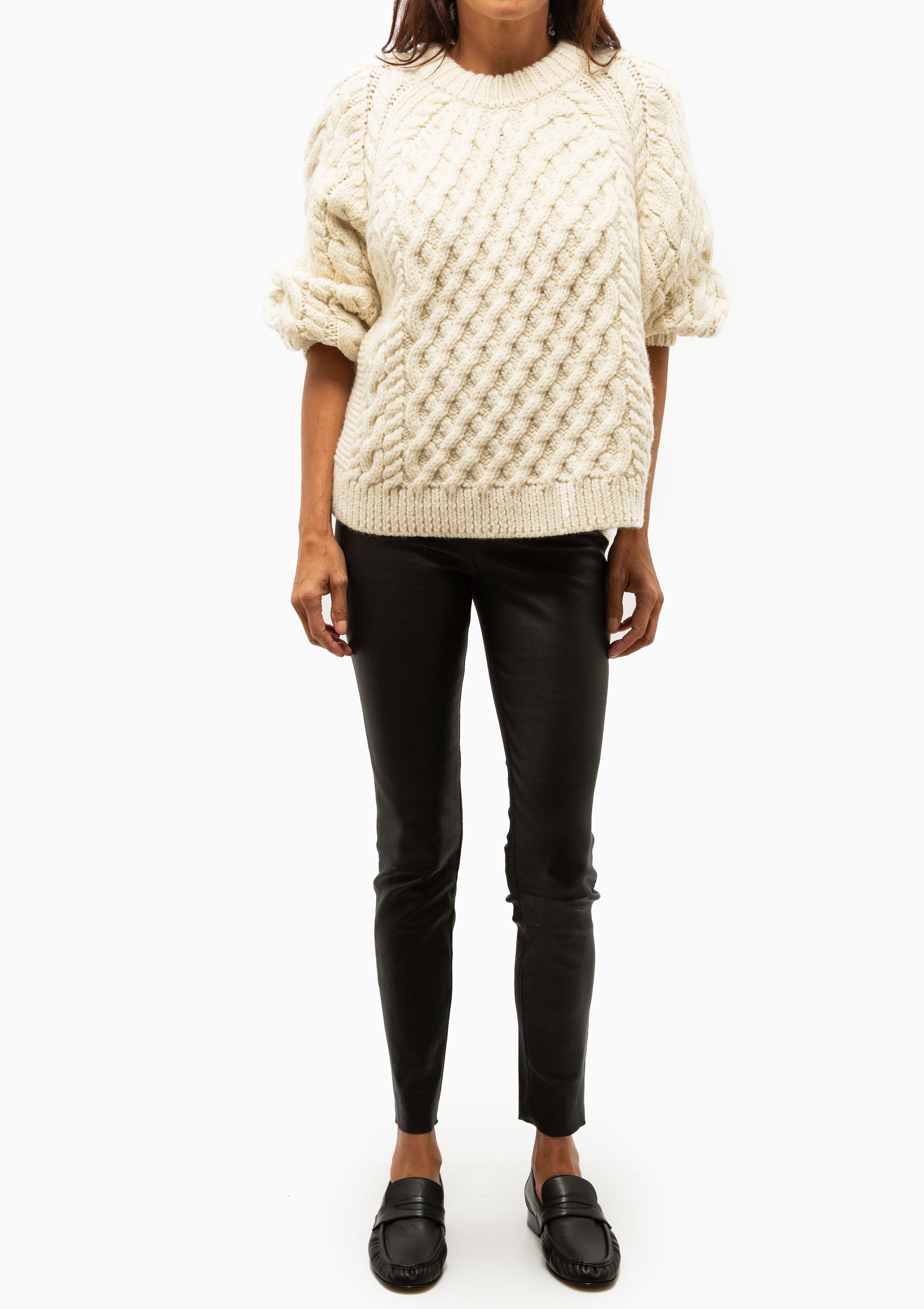 Cross Hatch Raglan Crewneck | Cream