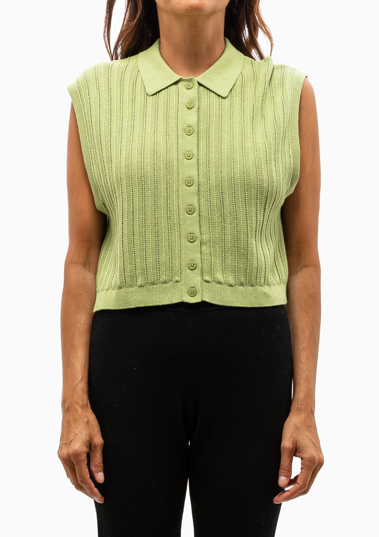 Theo Lace Polo Top | Lemongrass