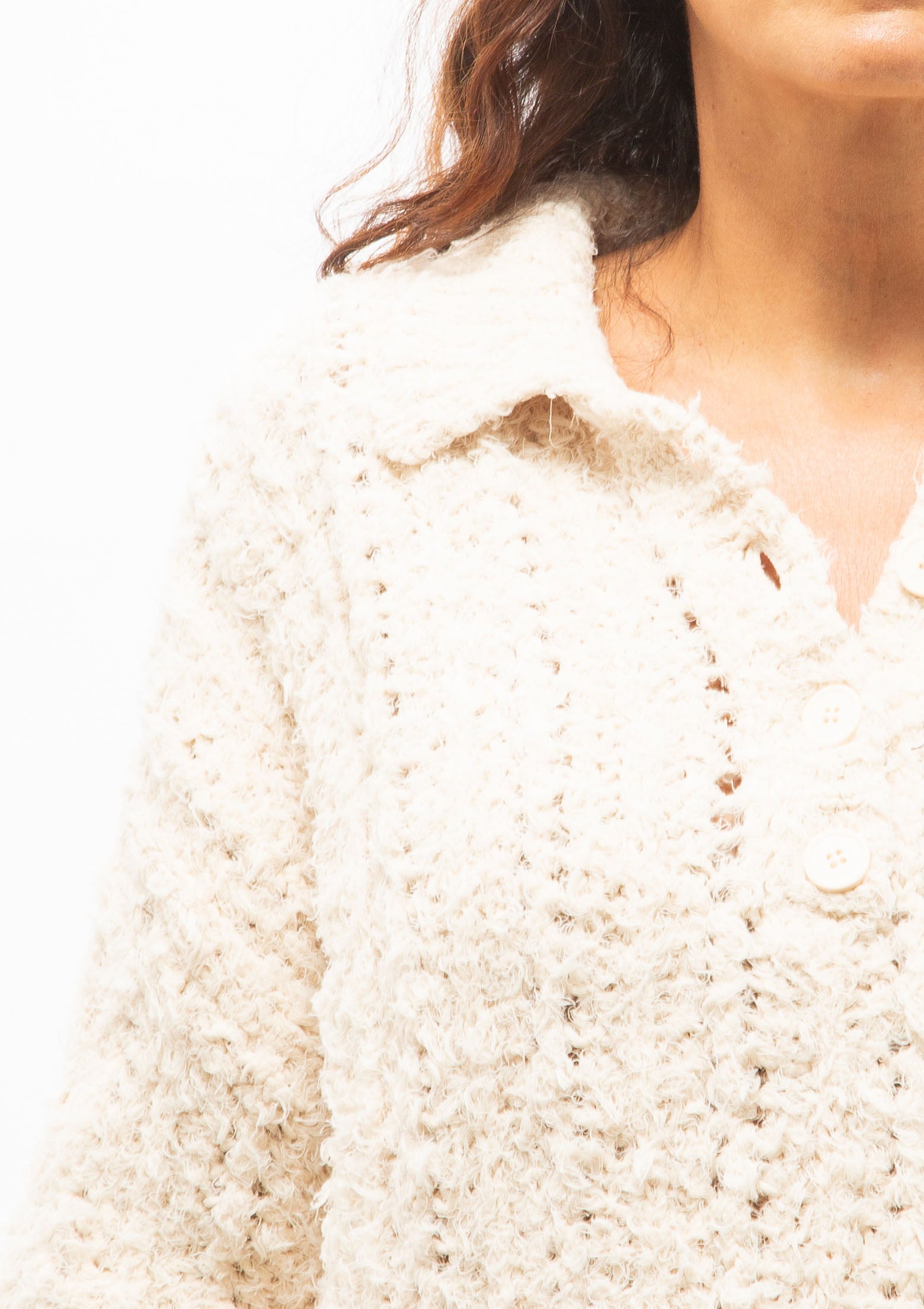 Clara Buttoned Knit Polo | Ivory