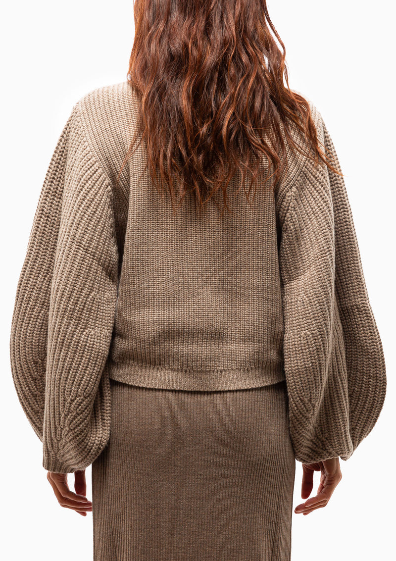 Balloon Sleeve Crew Neck | Roasted Almond