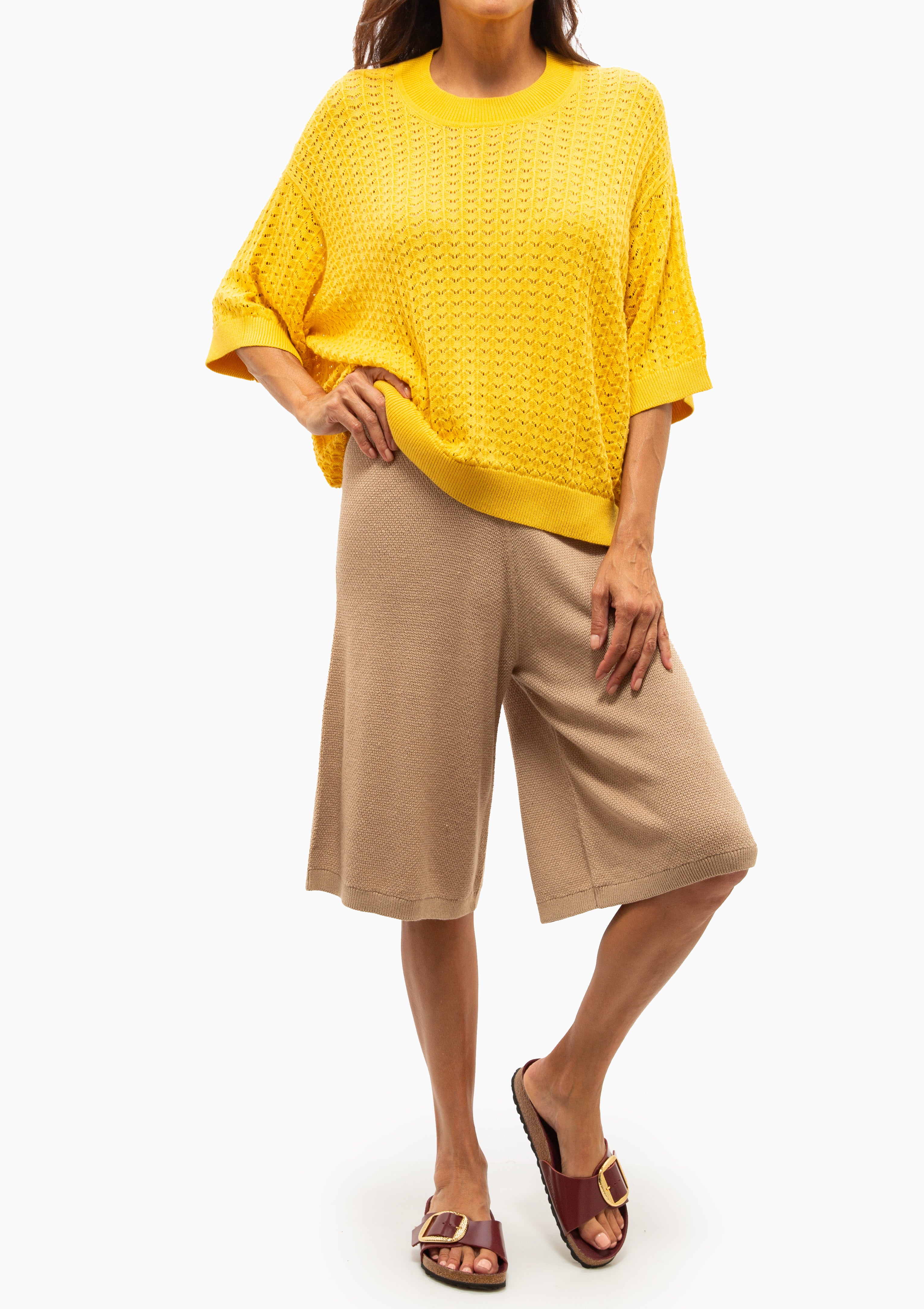 Bess Lace Knit T-Shirt | Sunflower