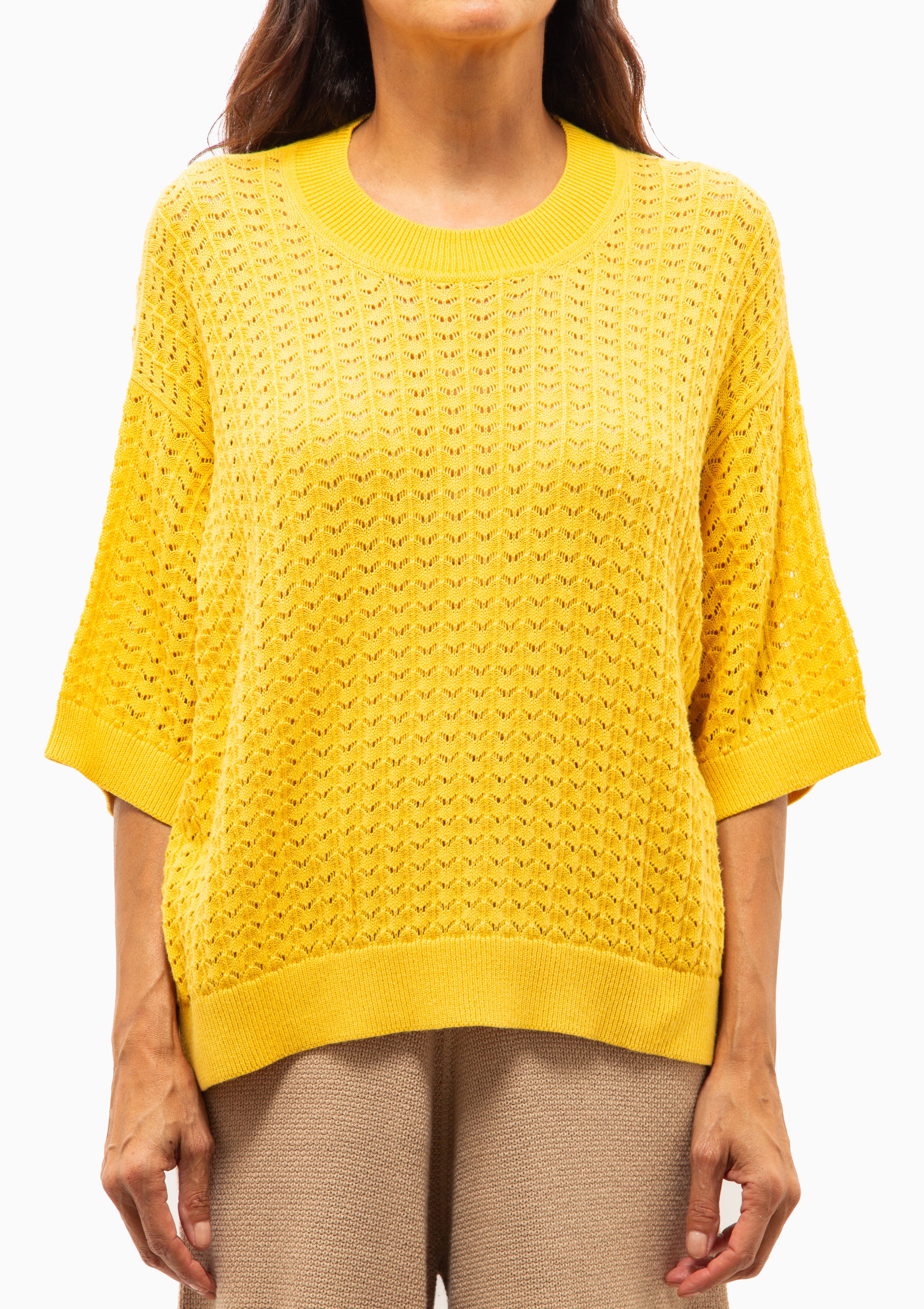 Bess Lace Knit T-Shirt | Sunflower