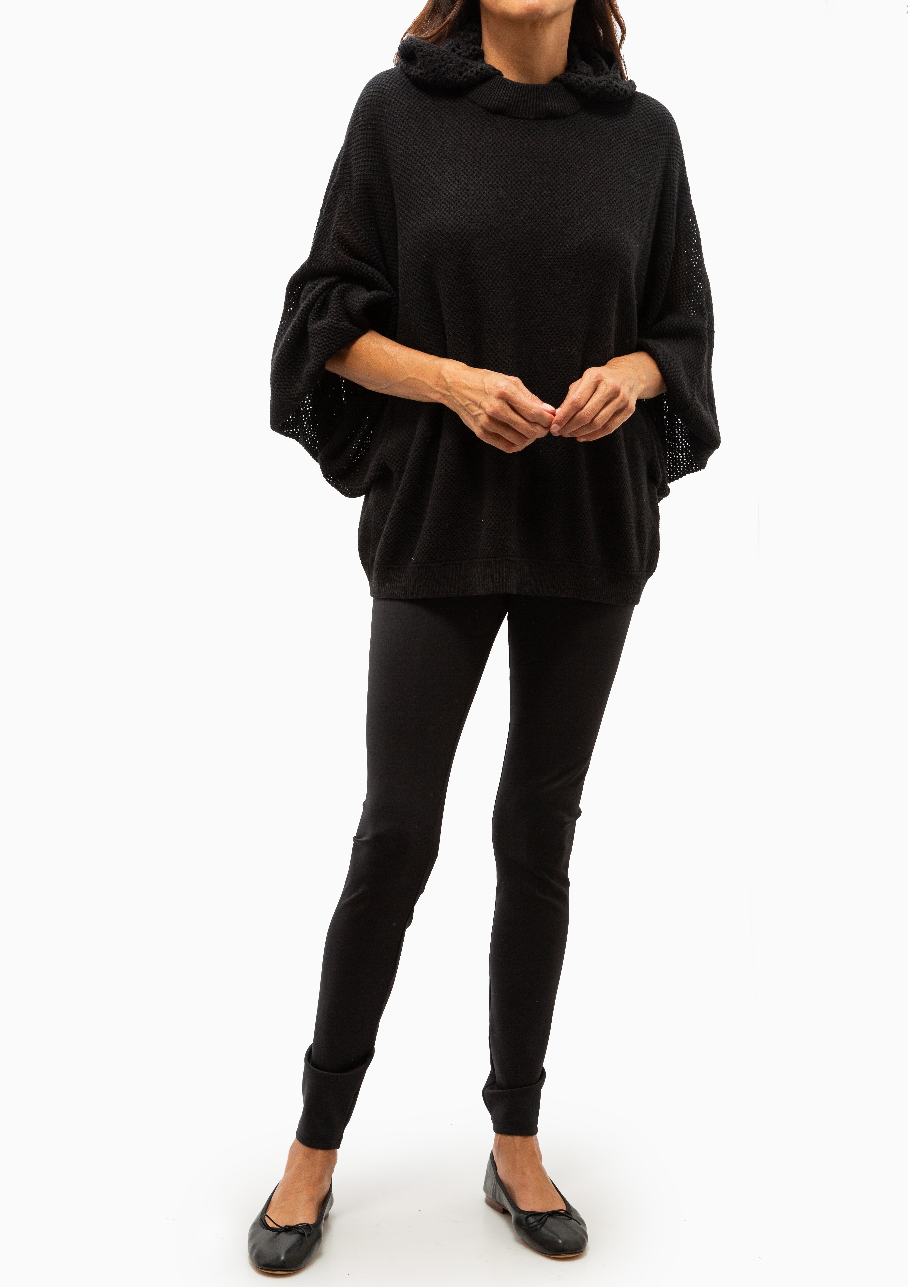 Bonnie Crochet Hood Jumper | Black