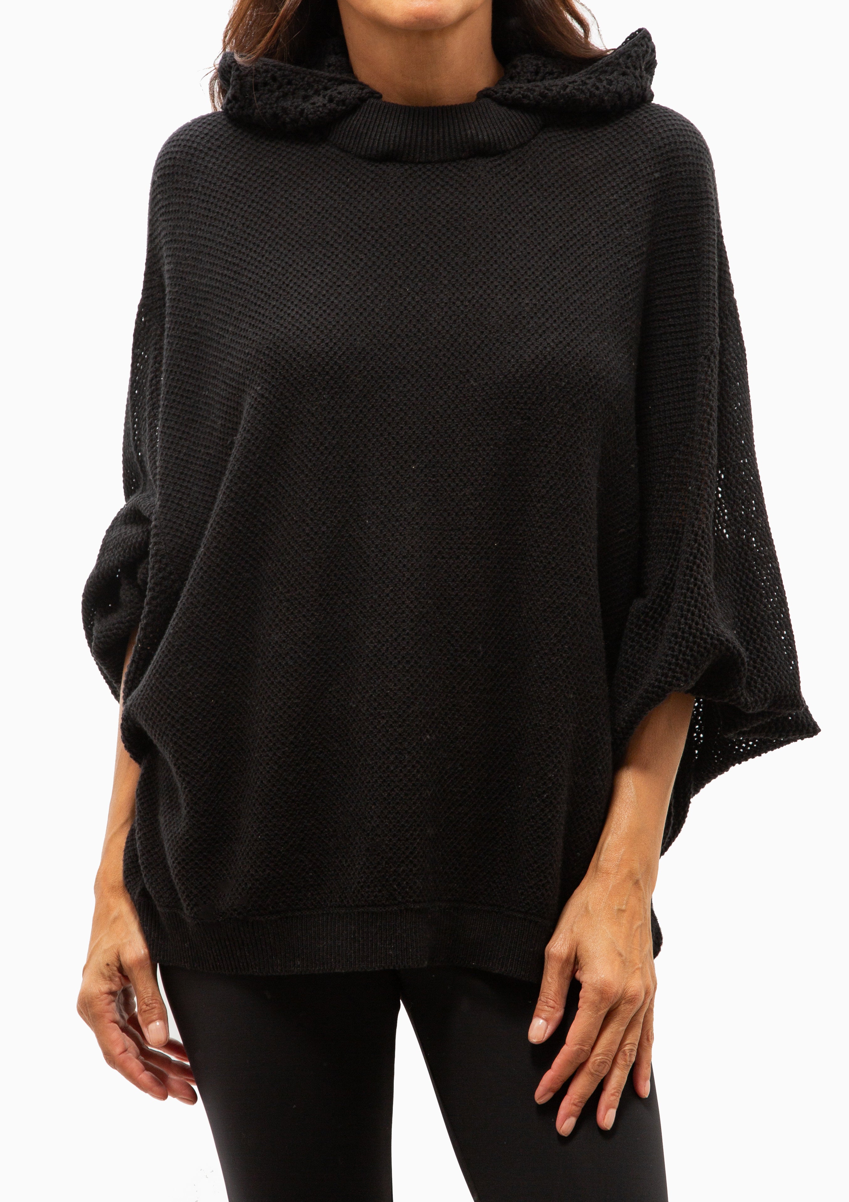 Bonnie Crochet Hood Jumper | Black