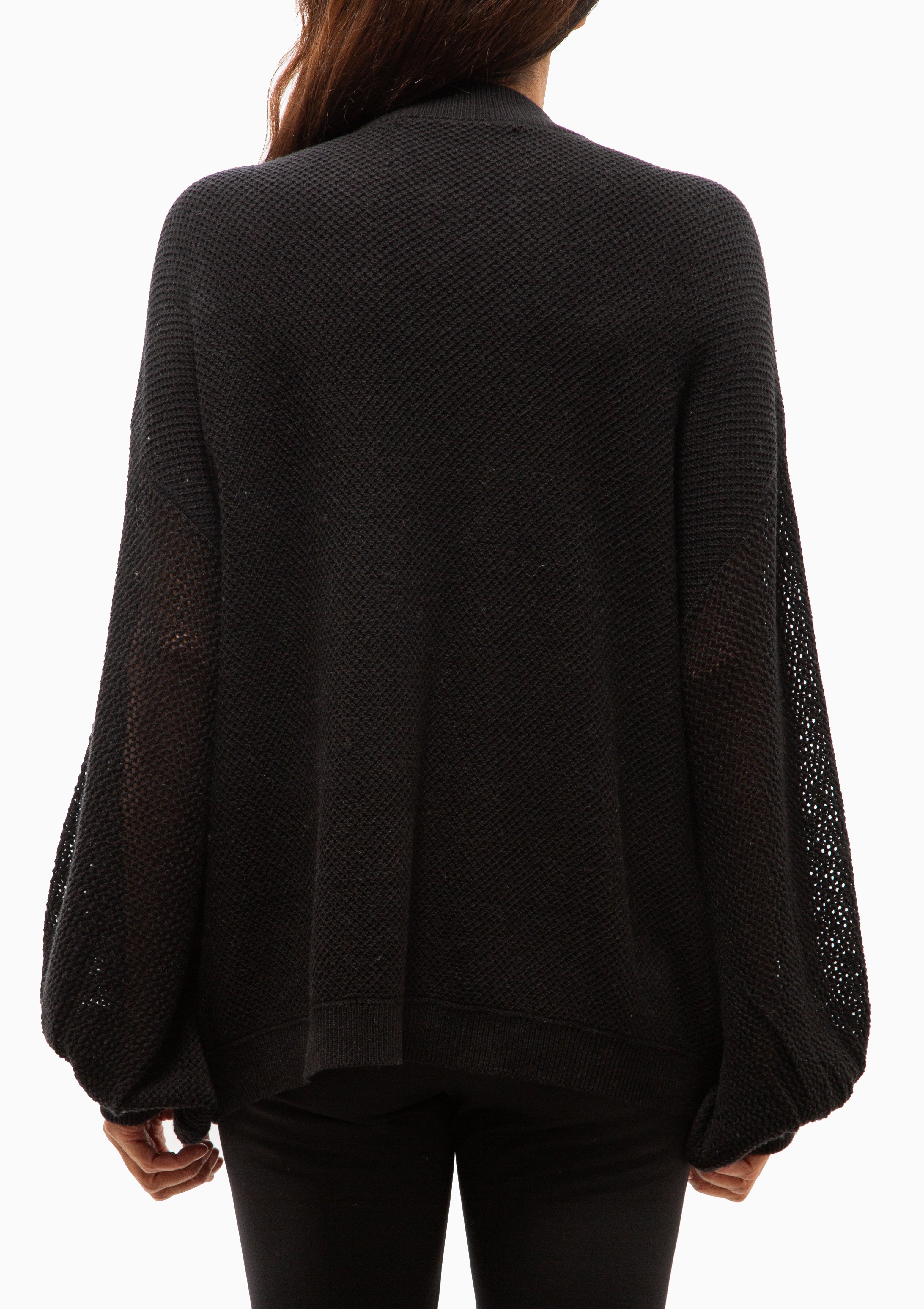 Bonnie Crochet Hood Jumper | Black