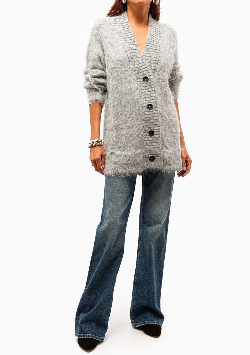 Fuzzy Cardigan | Light Grey