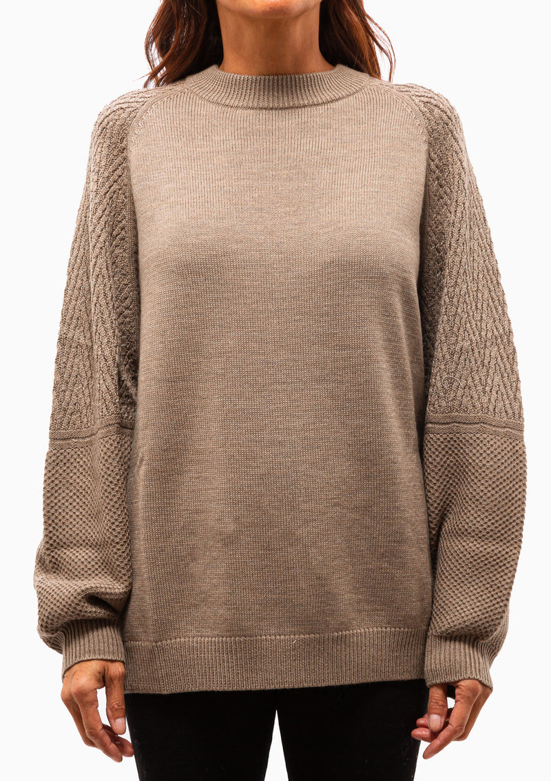 Mixed Stitch Crew Neck | Toffee
