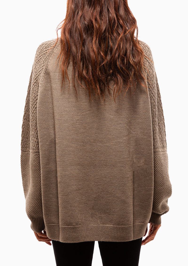 Mixed Stitch Crew Neck | Toffee
