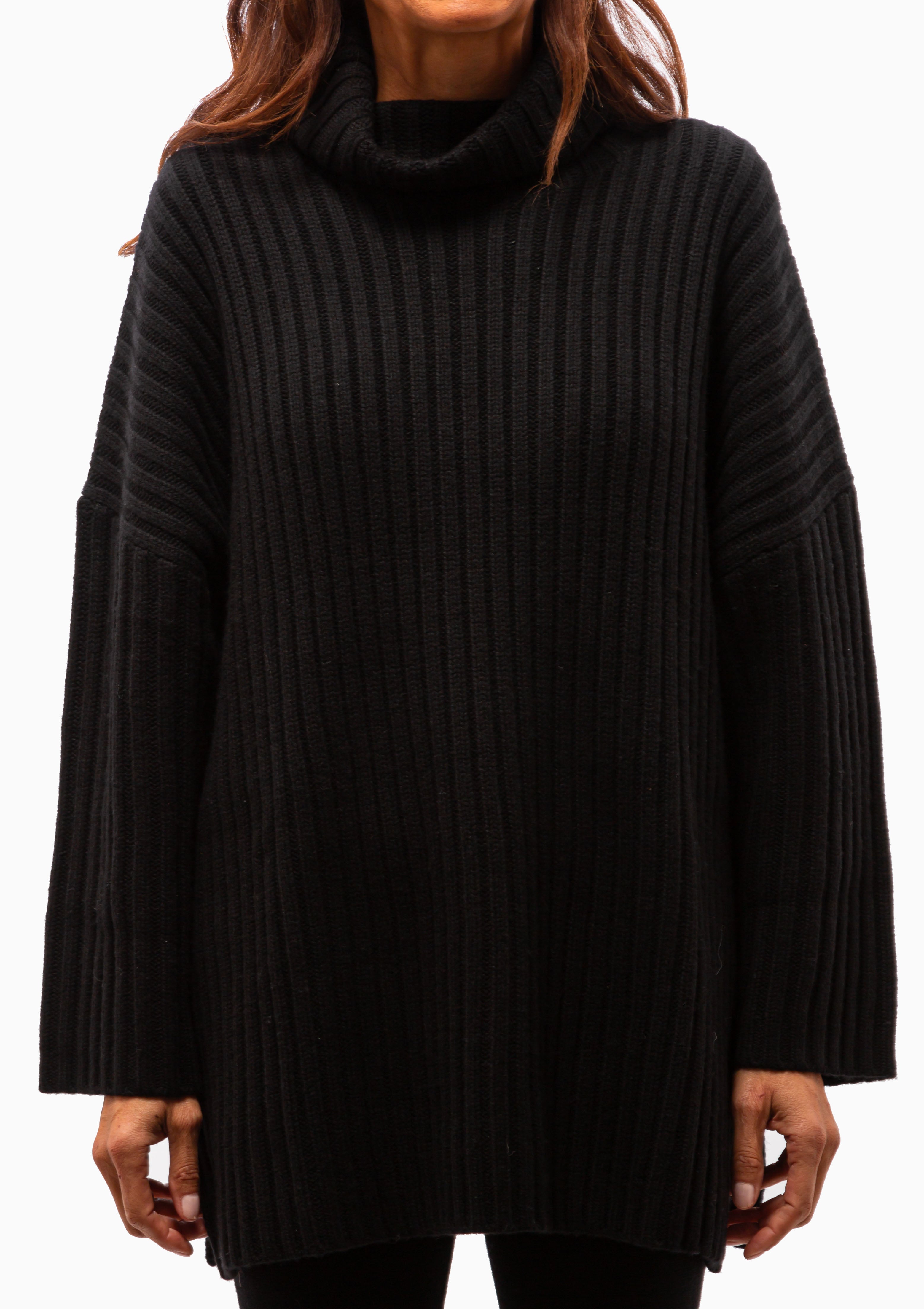 Ribbed High Neck | Black