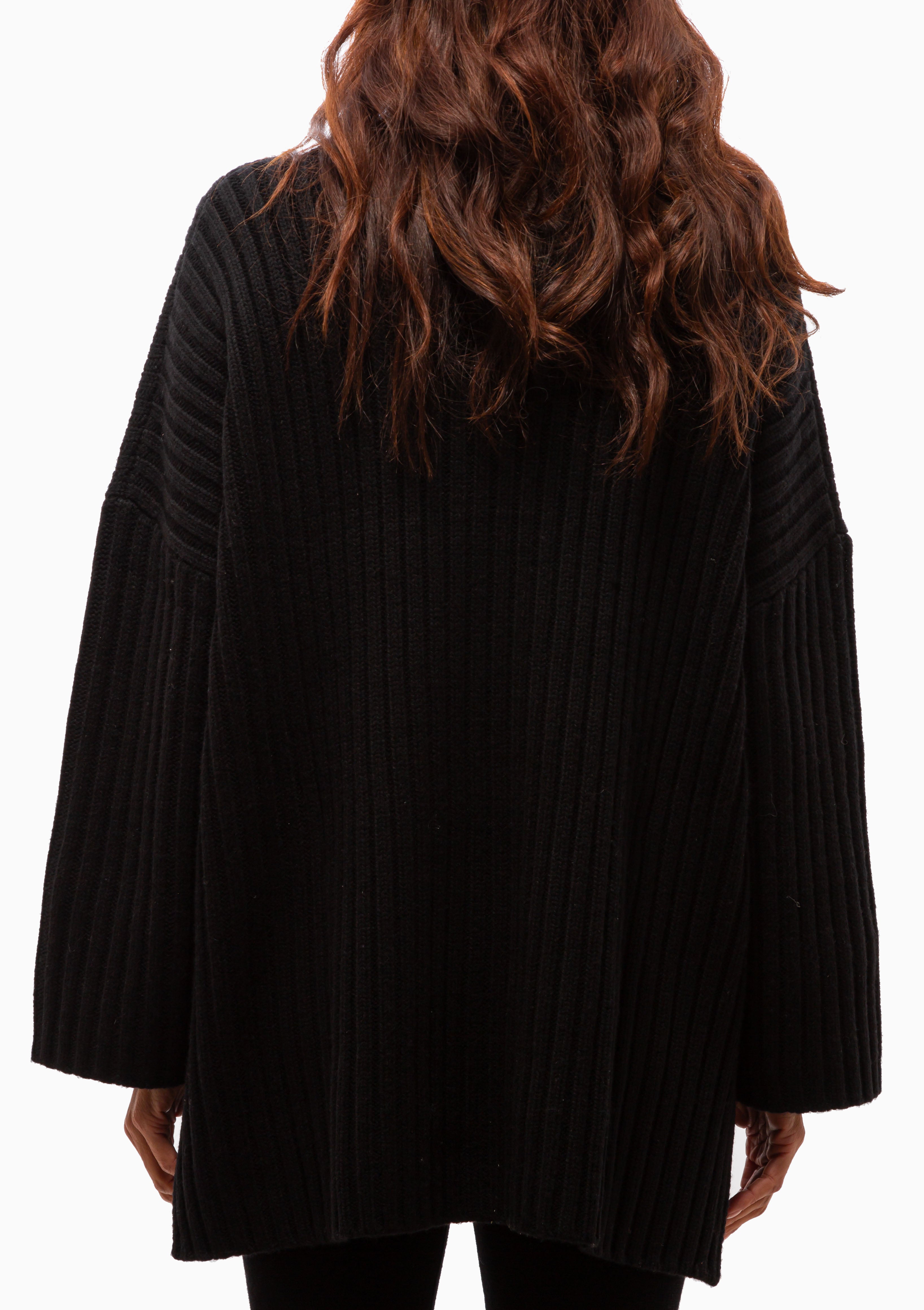 Ribbed High Neck | Black