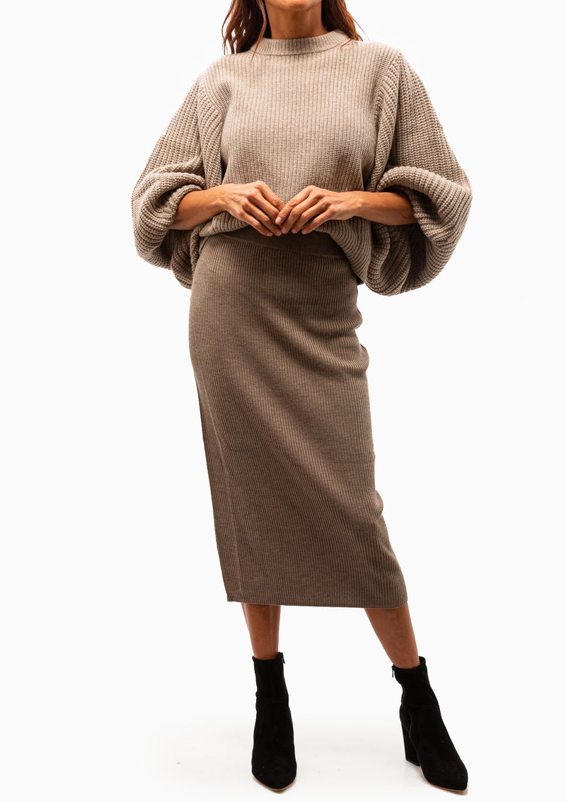Ribbed Midi Skirt | Toffee