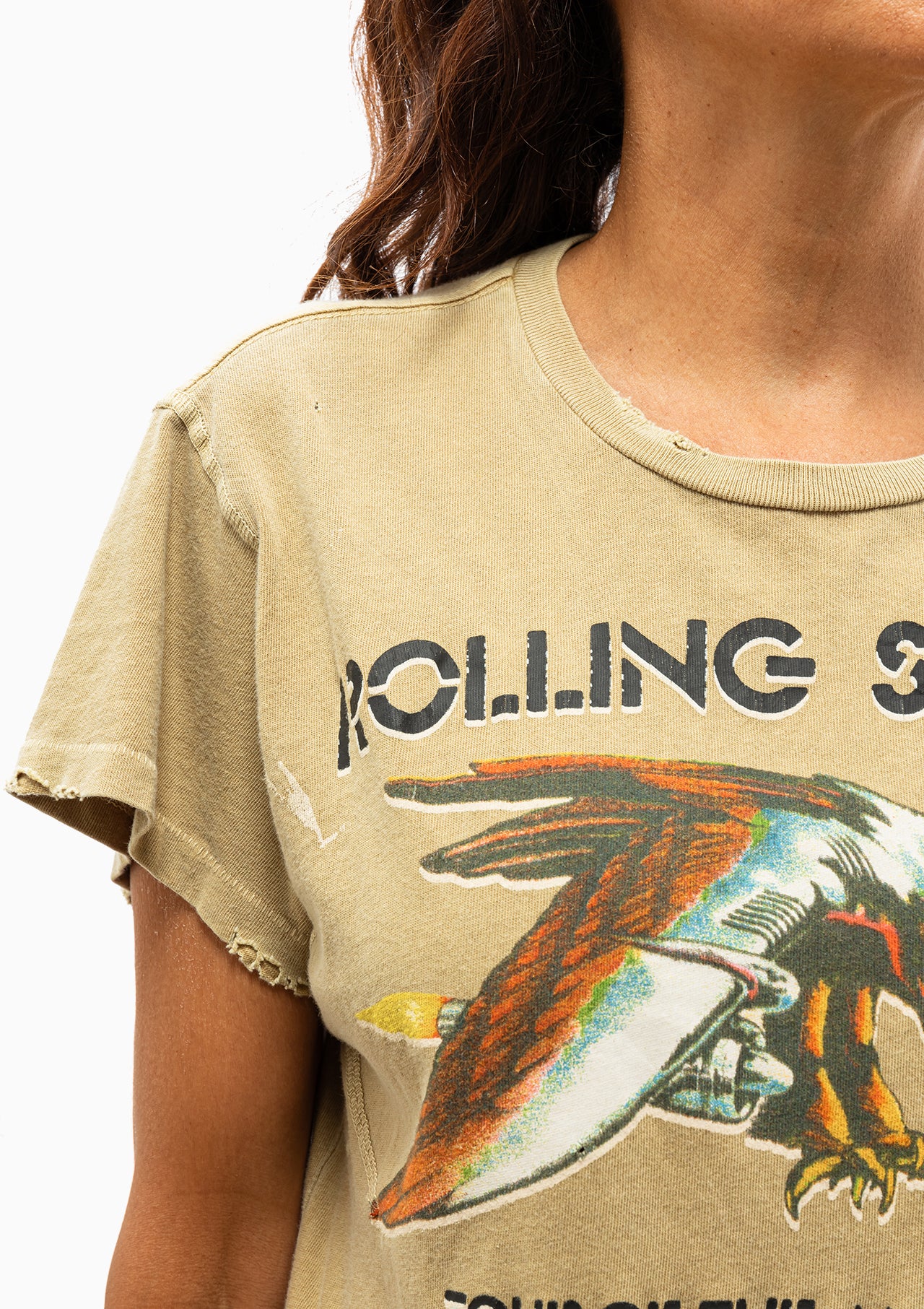 Rolling Stones Tour of the Americas '75 Crew Tee | Sand
