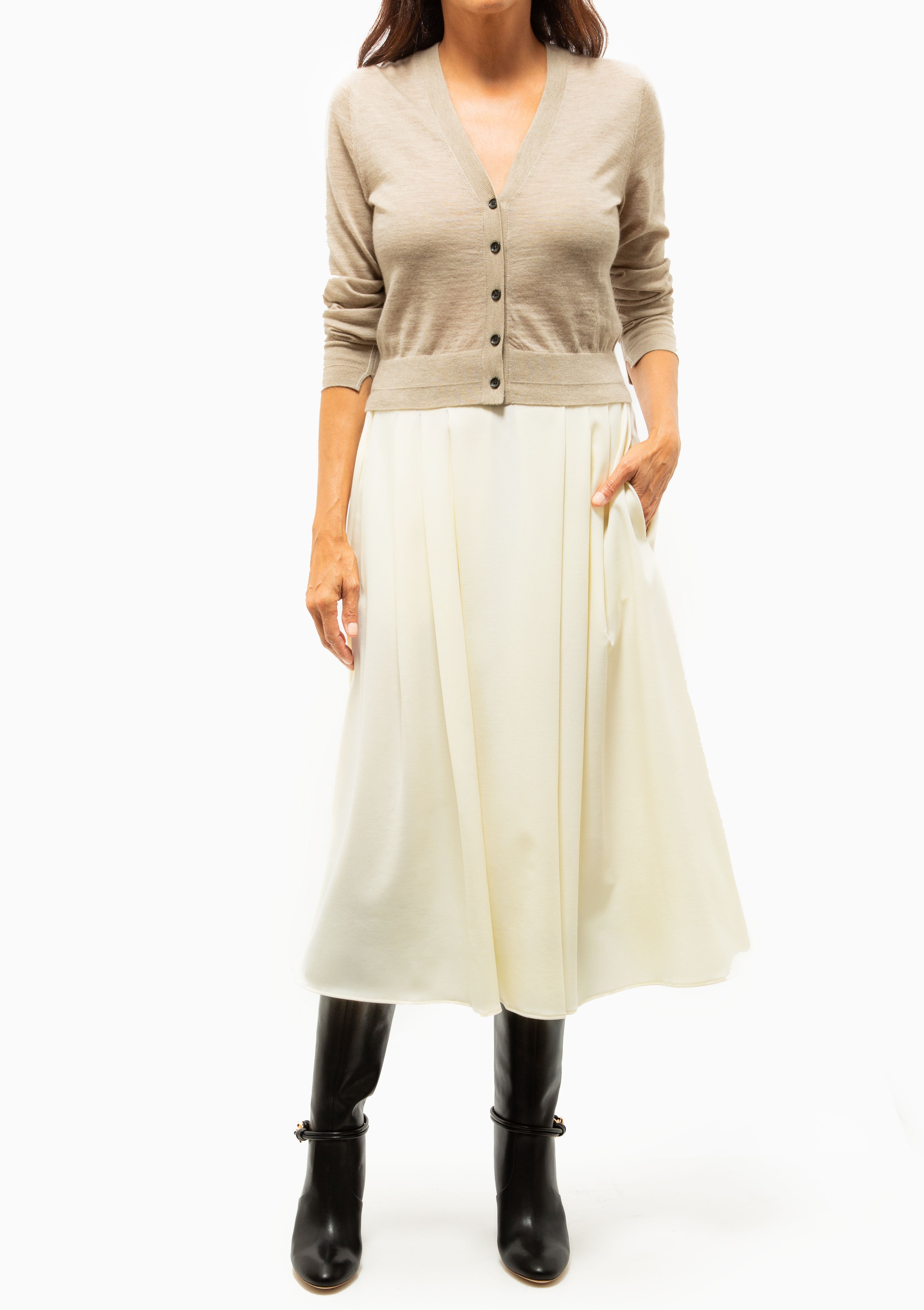 Long Sleeve Shrunken Cardigan | Stone Heathered