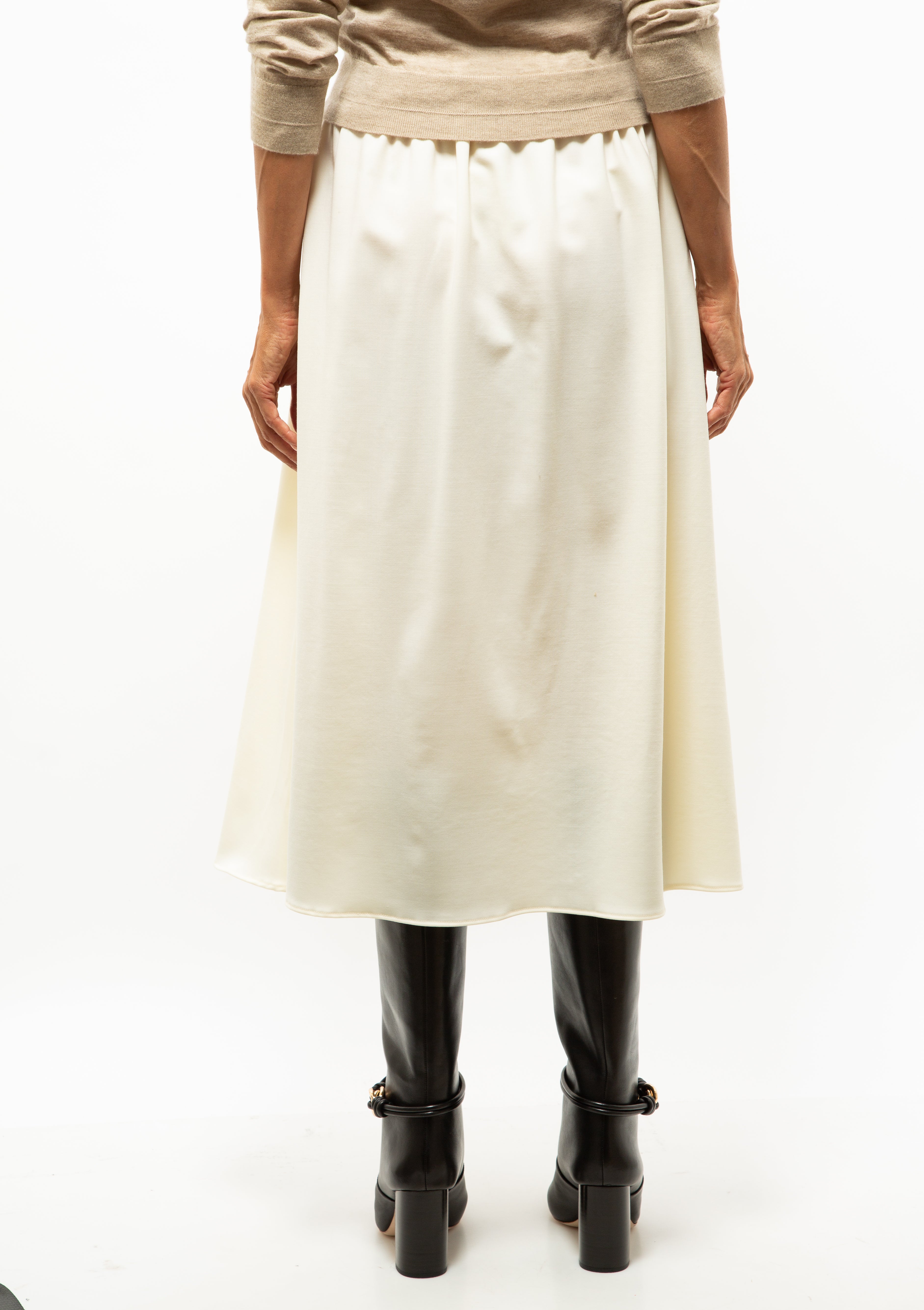 Pleat Front Full Skirt | Ivory