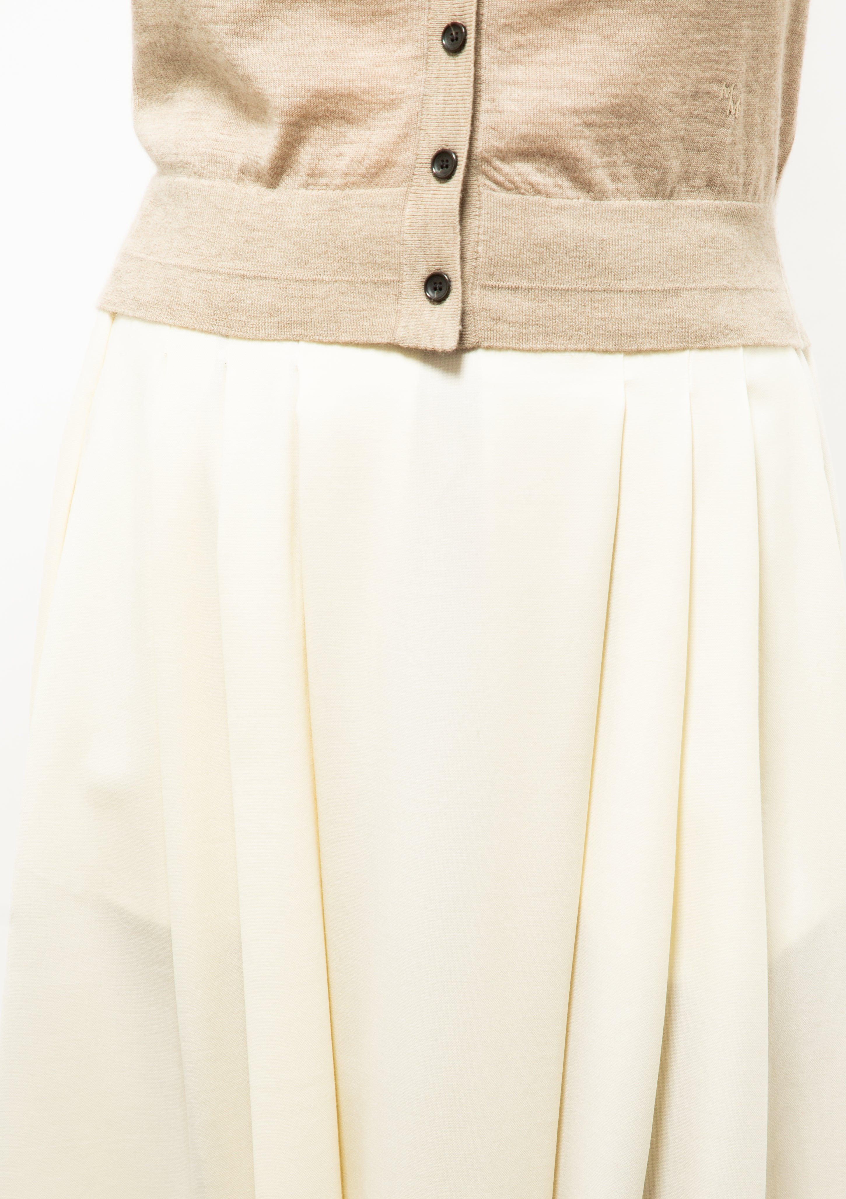 Pleat Front Full Skirt | Ivory