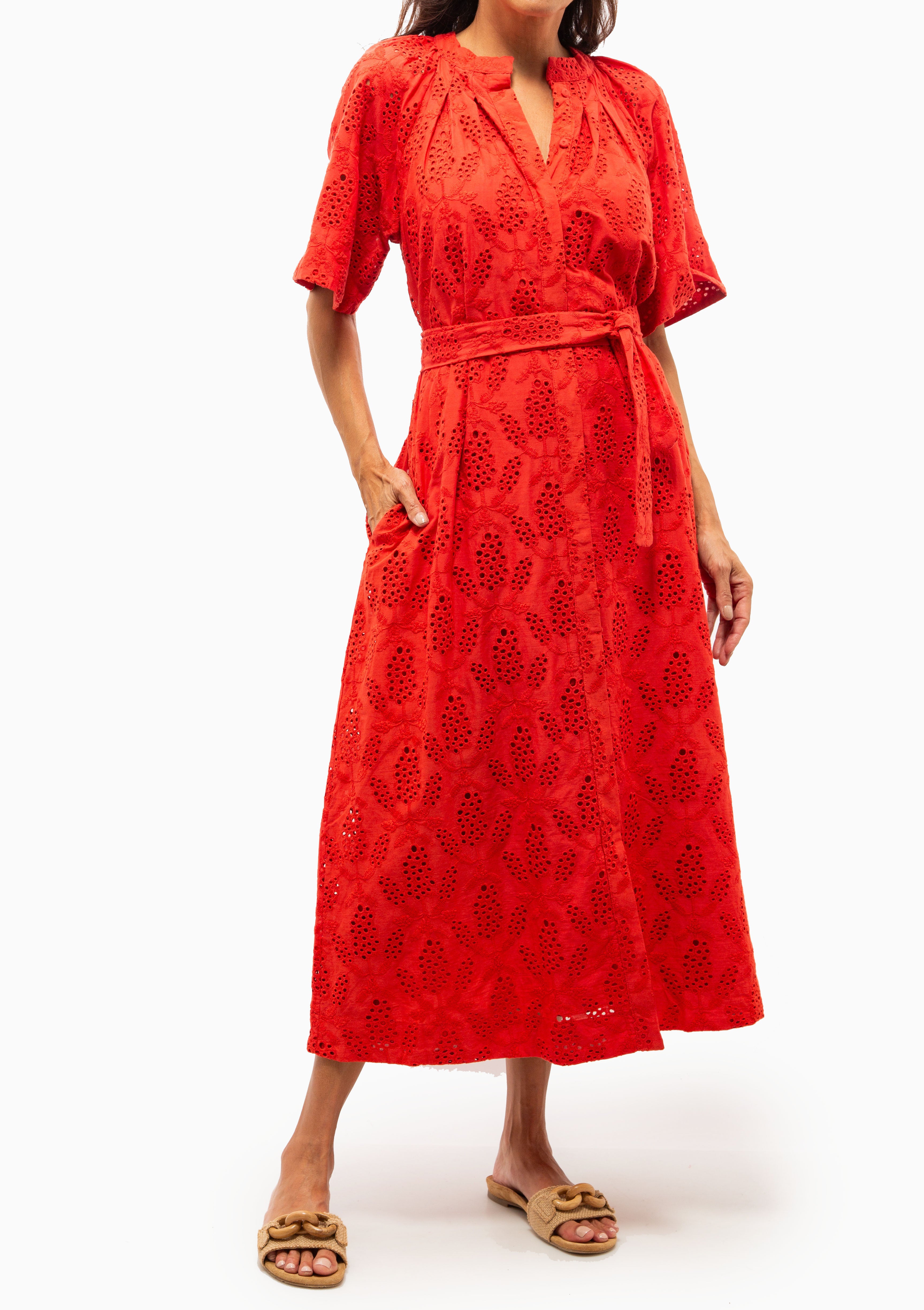Somerset Dress | Chili Hyacinth Eyelet