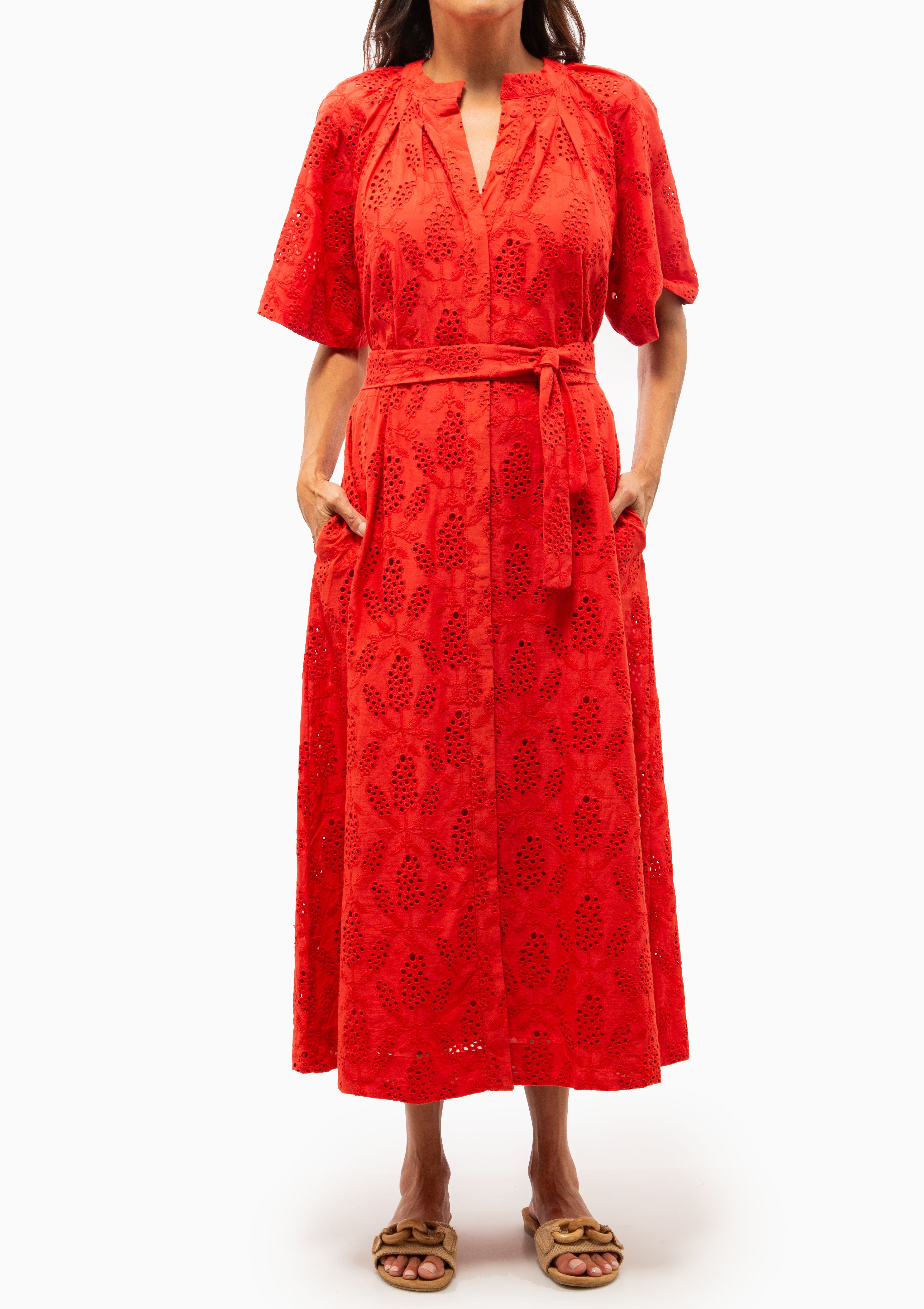 Somerset Dress | Chili Hyacinth Eyelet