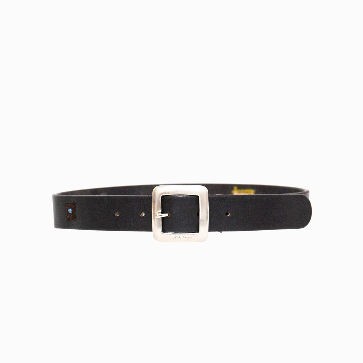 Vintage retro antique black belt buckle hip boho bohemian hippie hippy Handmade Black Leather Belt w/ Large Mod Buckle – BOUTIQUE  main image 4