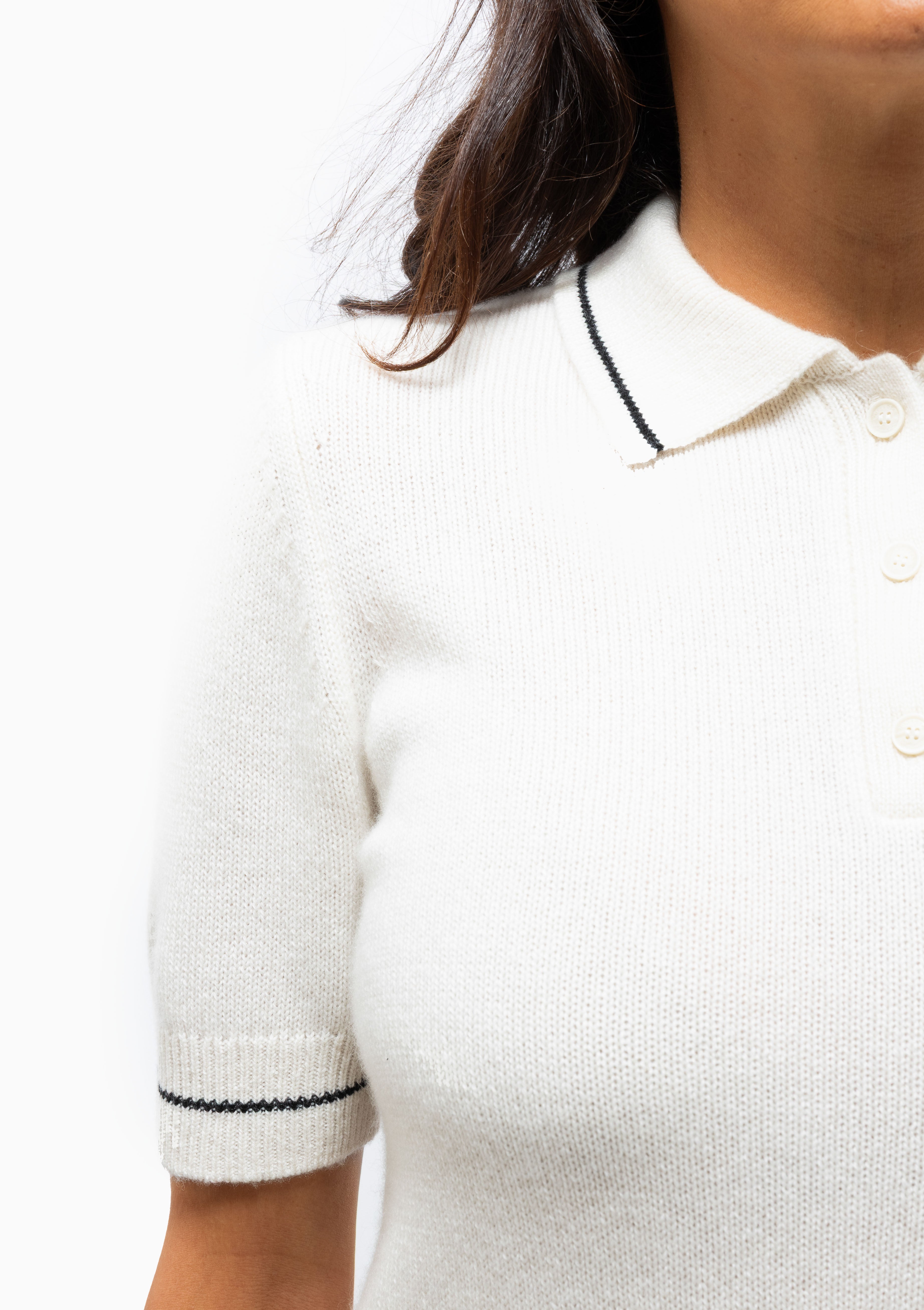 Carline Polo Sweater | Ivory