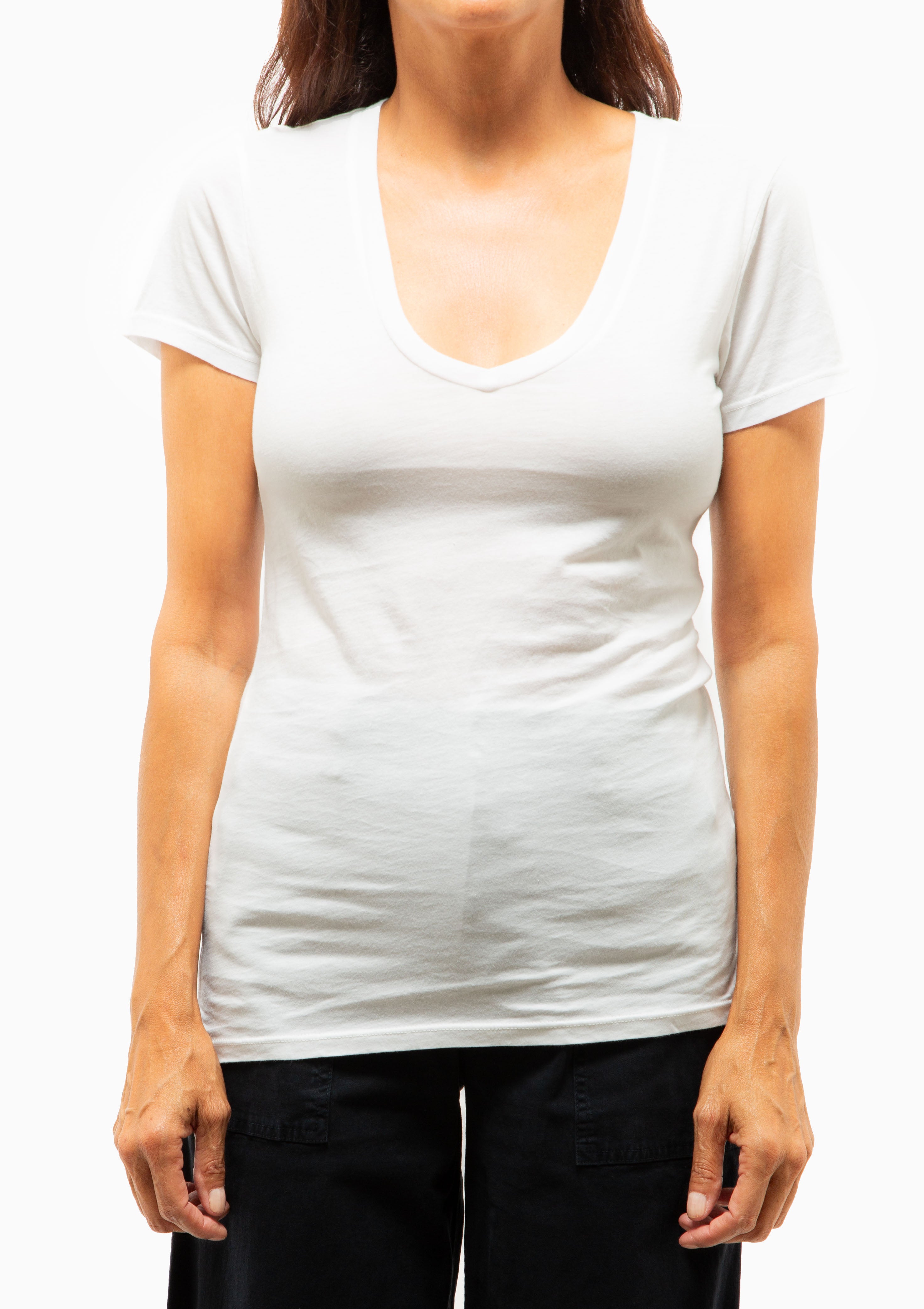 Carol V-Neck Tee | White