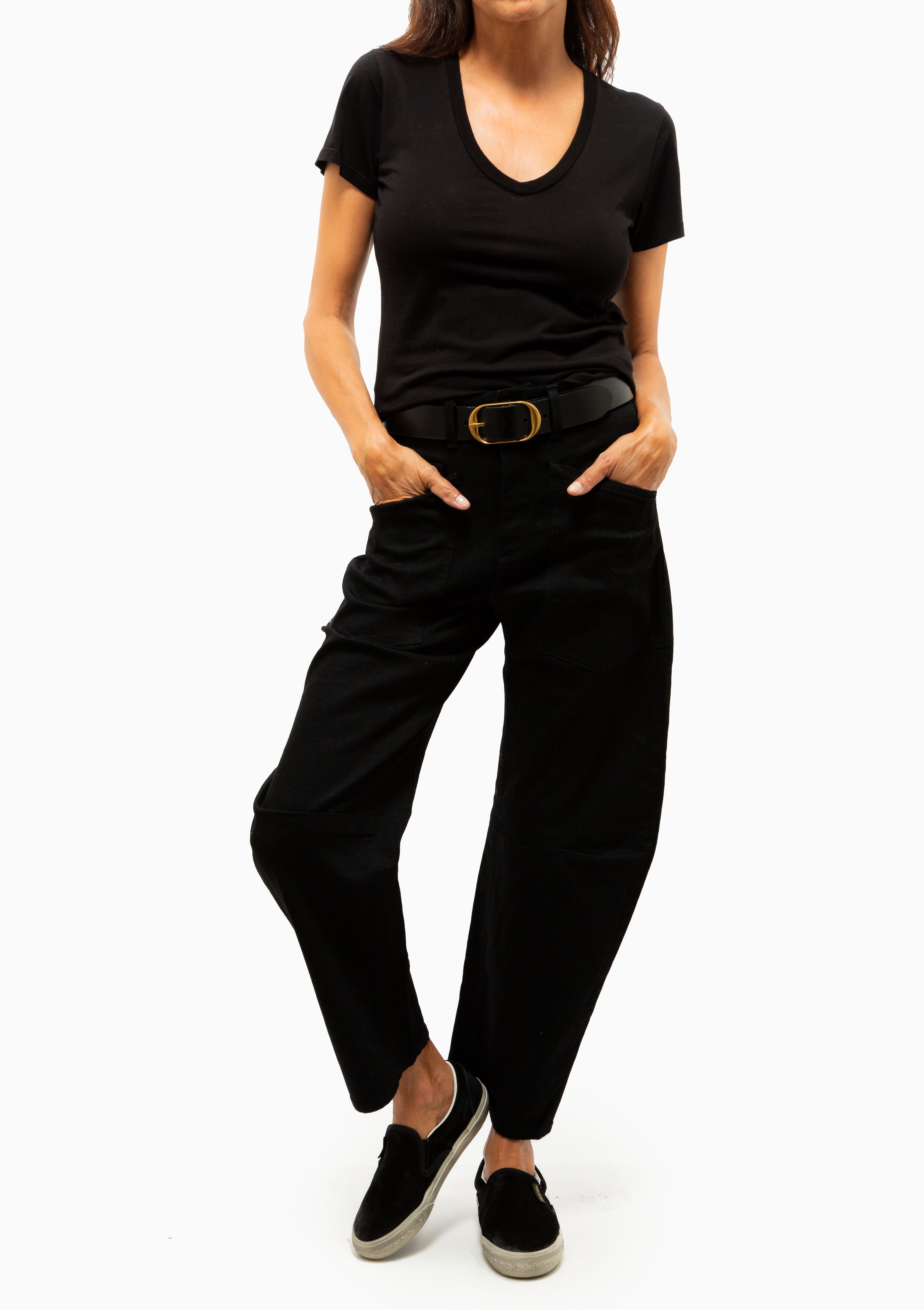 Carol V-Neck Tee | Jet Black