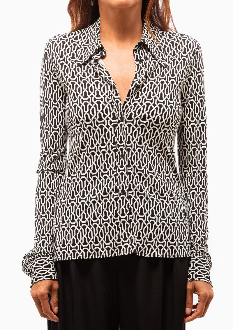 Celestine Shirt | Art Deco Black/Ivory