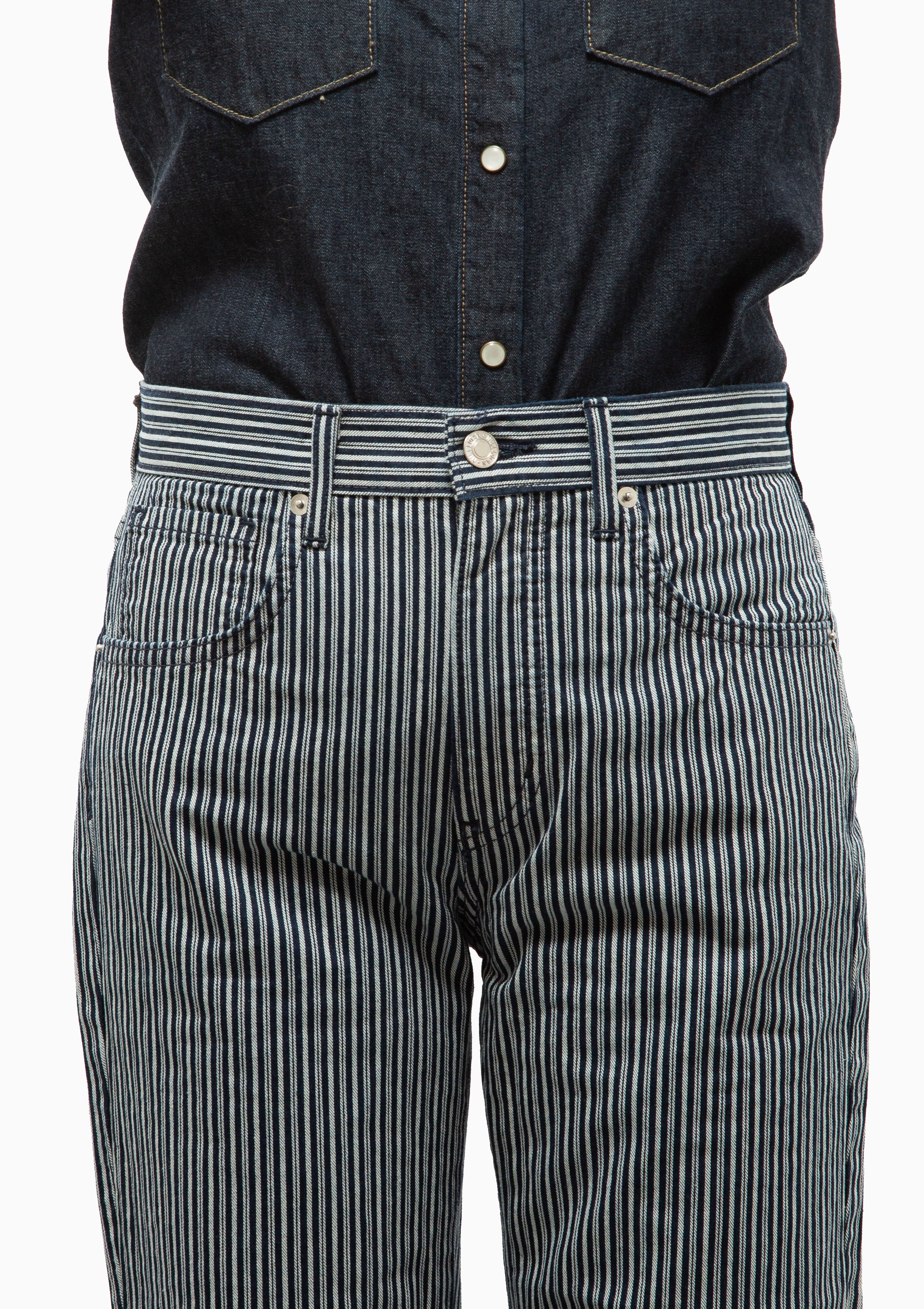 Celia Striped Jean | Railroad Stripe Rinse
