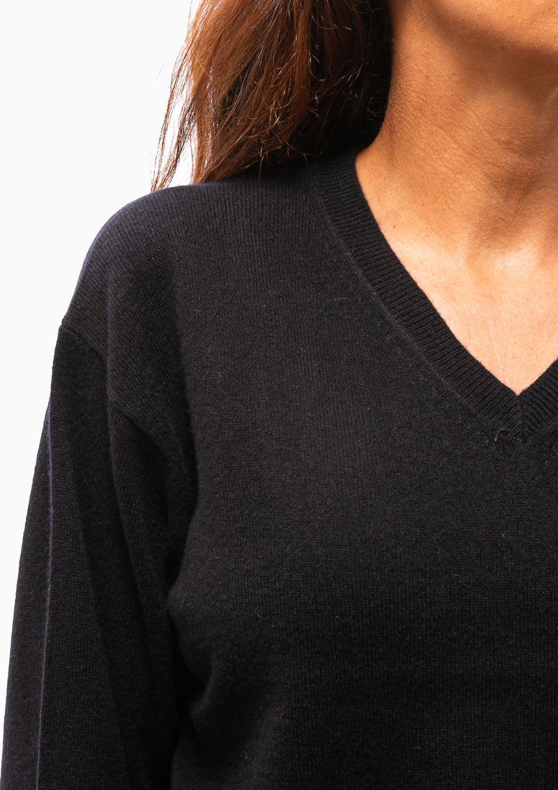 Edith V-Neck Sweater | Dark Navy