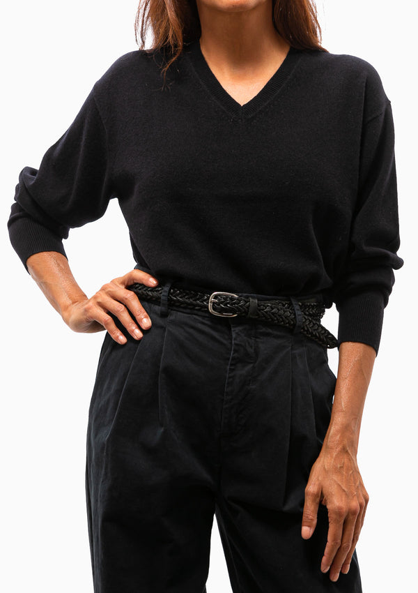 Edith V-Neck Sweater | Dark Navy