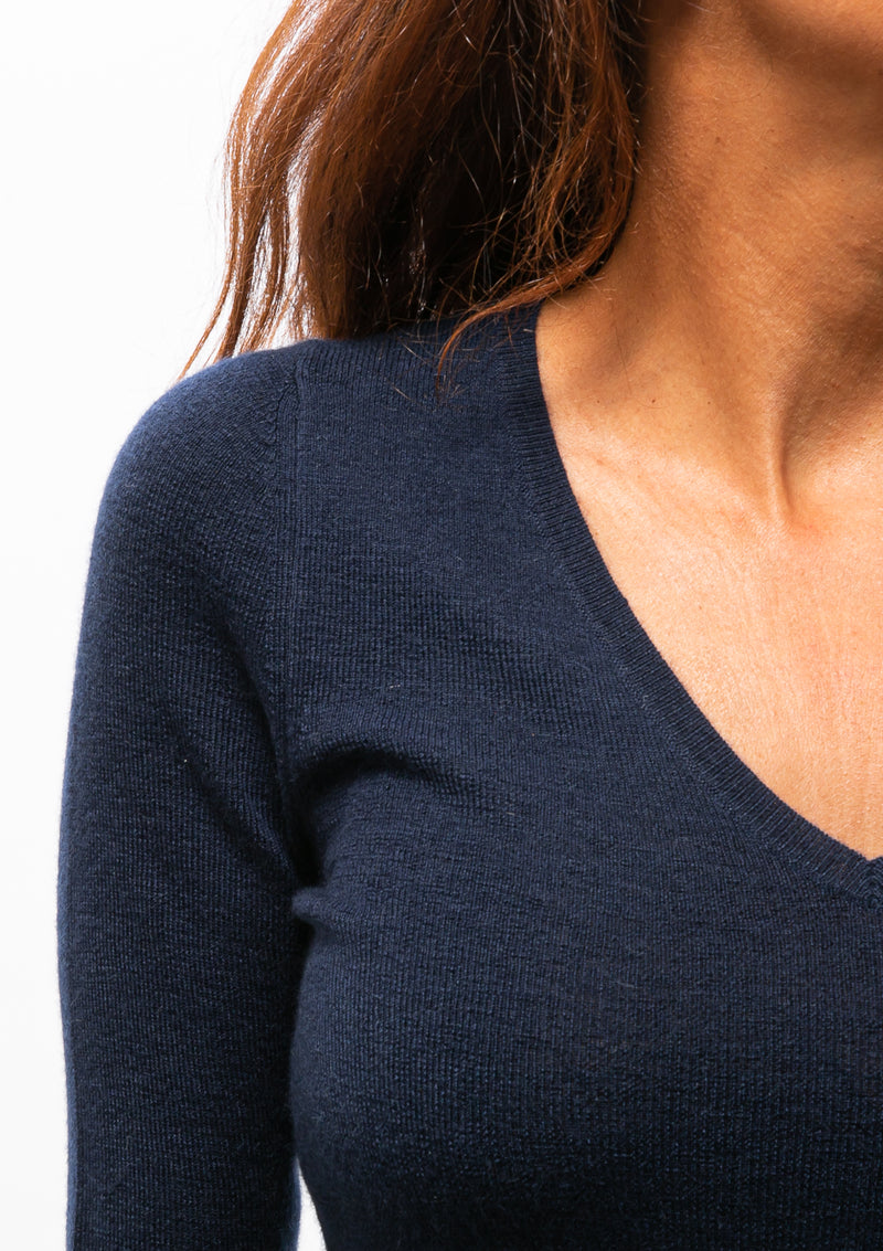 Eliana V-Neck Sweater | Dark Navy