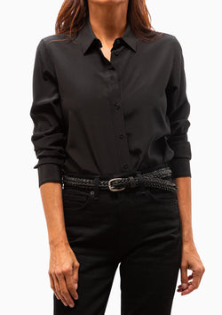 Gaia Silk Slim Shirt | Black
