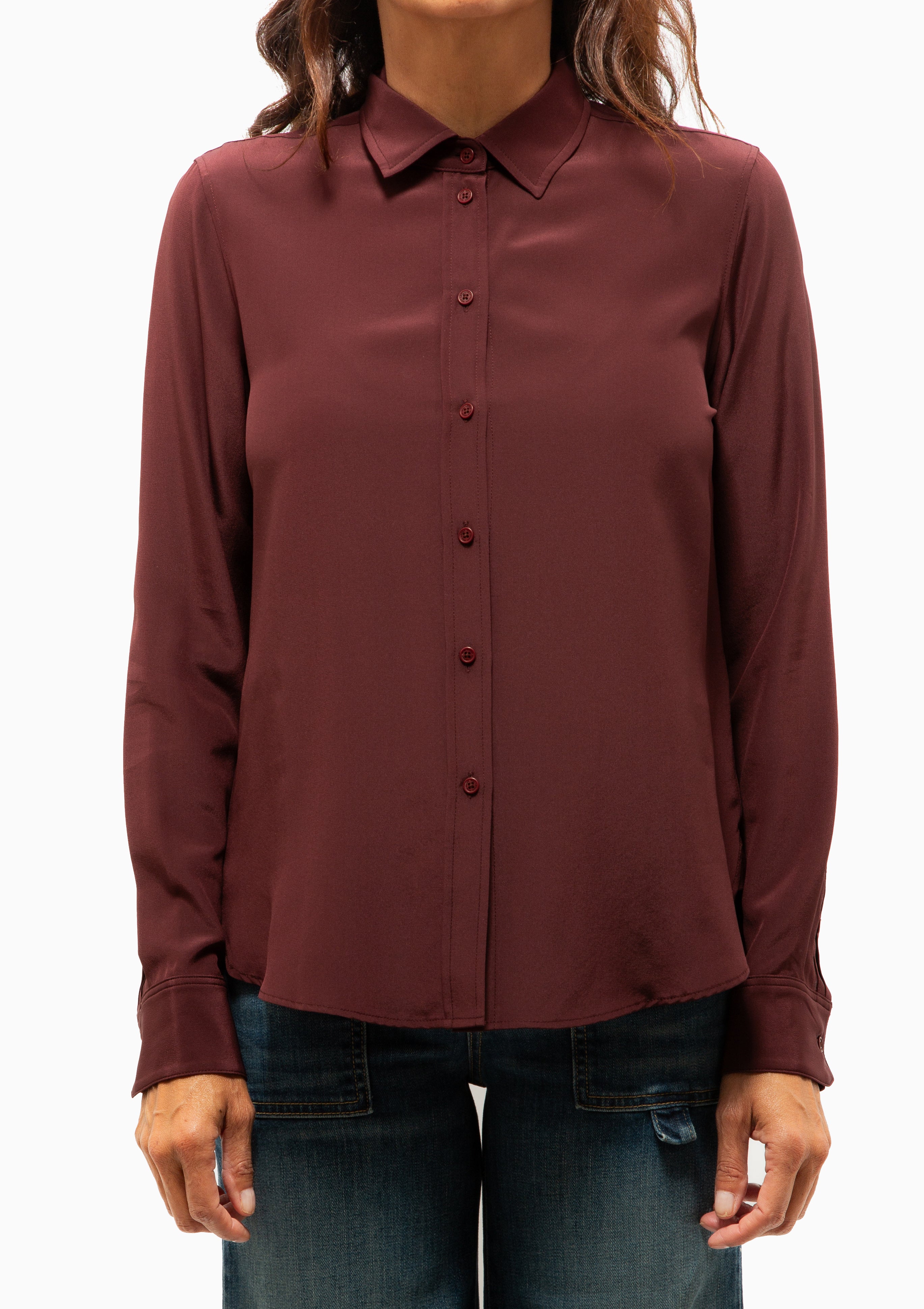Gaia Silk Slim Shirt | Claret