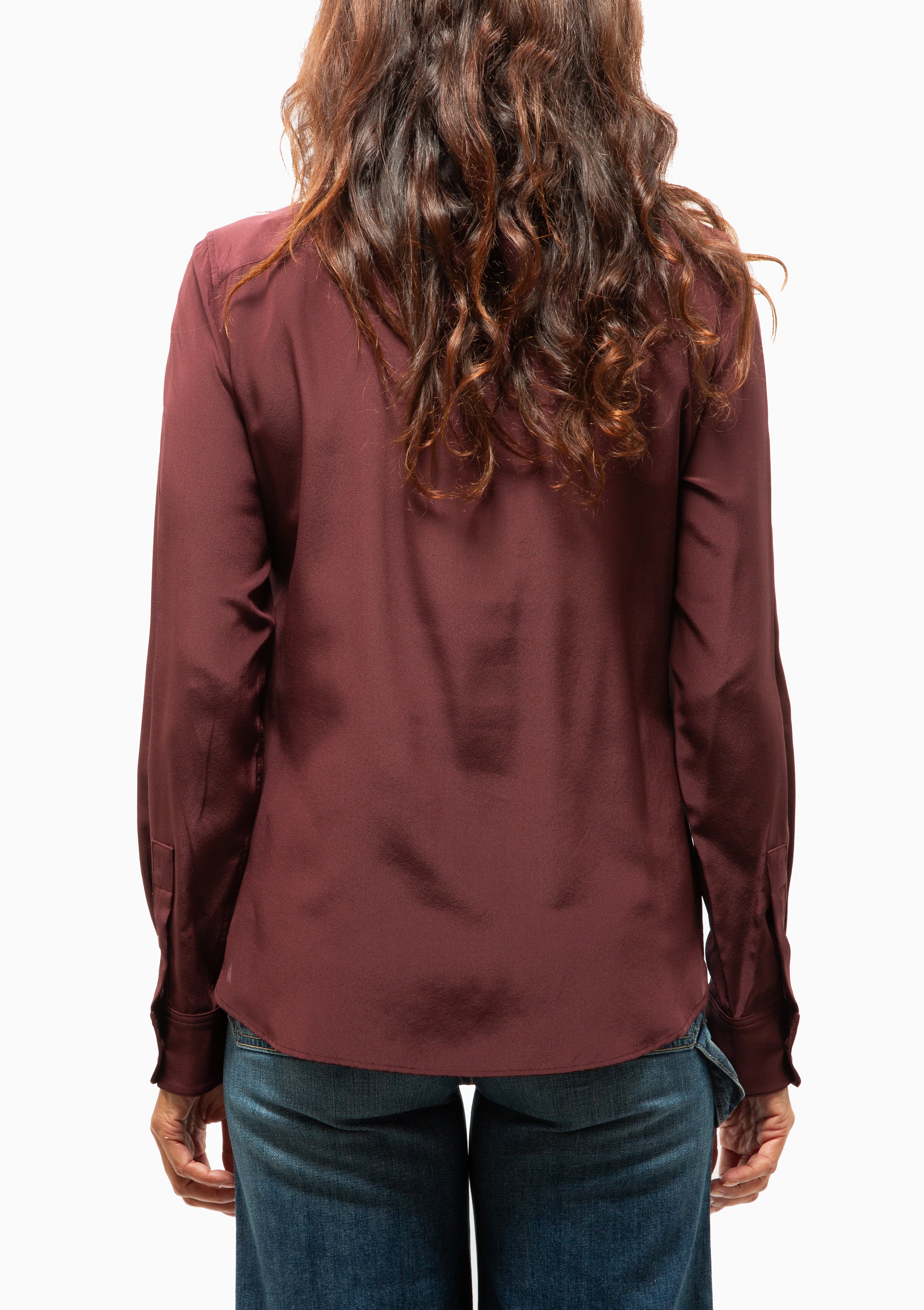 Gaia Silk Slim Shirt | Claret